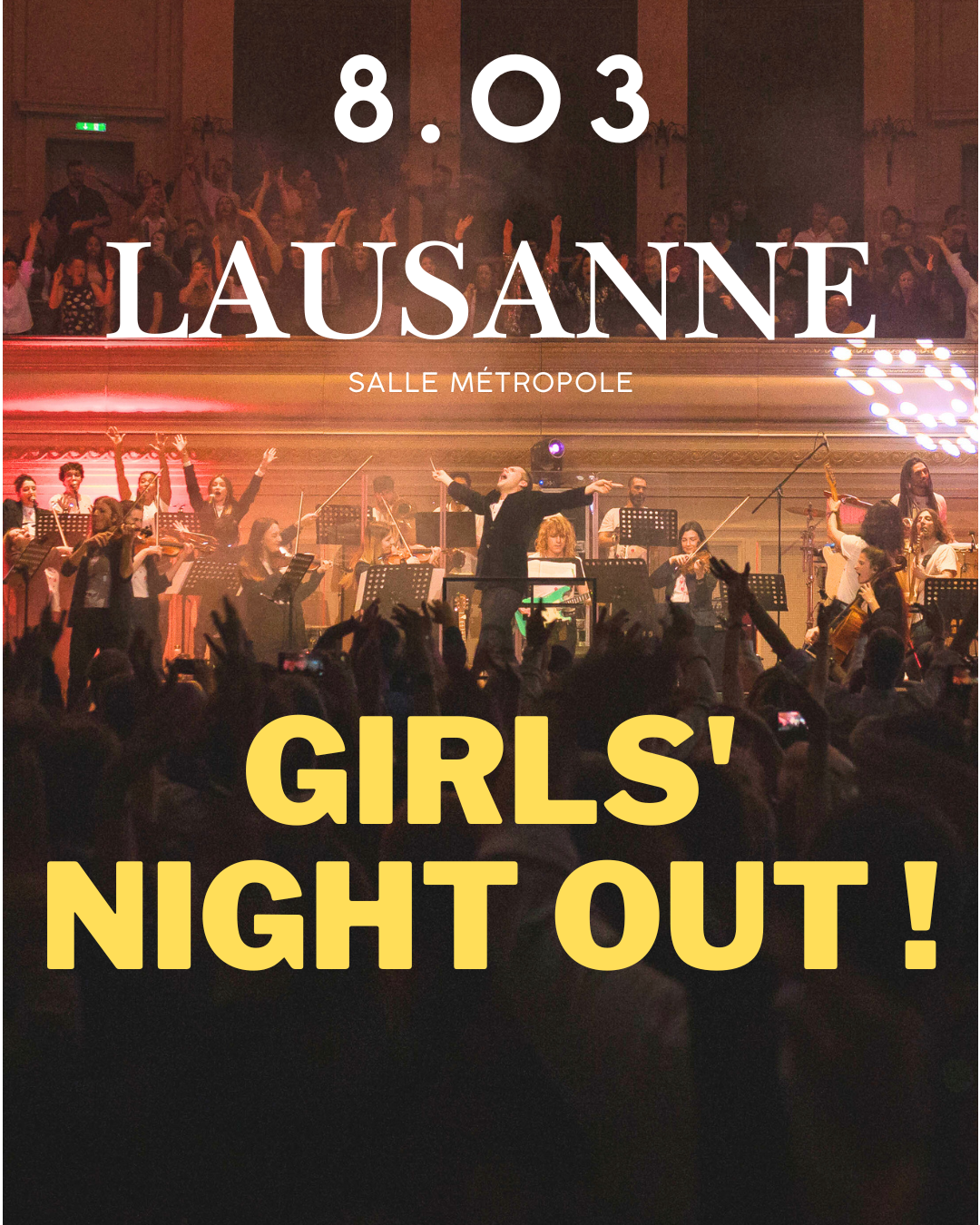United Soloists Orchestra Facebook ad: GIRLS' NIGHT OUT! - Symphonic Disco: Latin Edition
