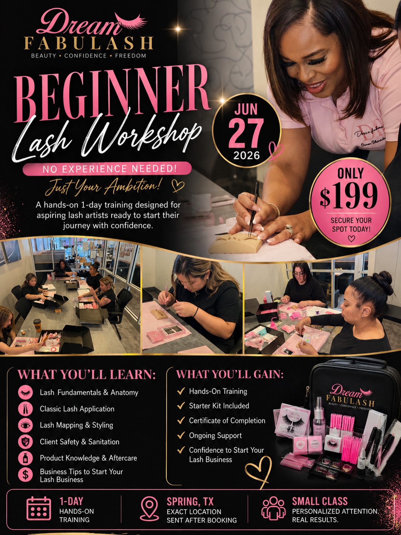 Dream FabuLash LLC Facebook ad: BEGINNER LASH WORKSHOP