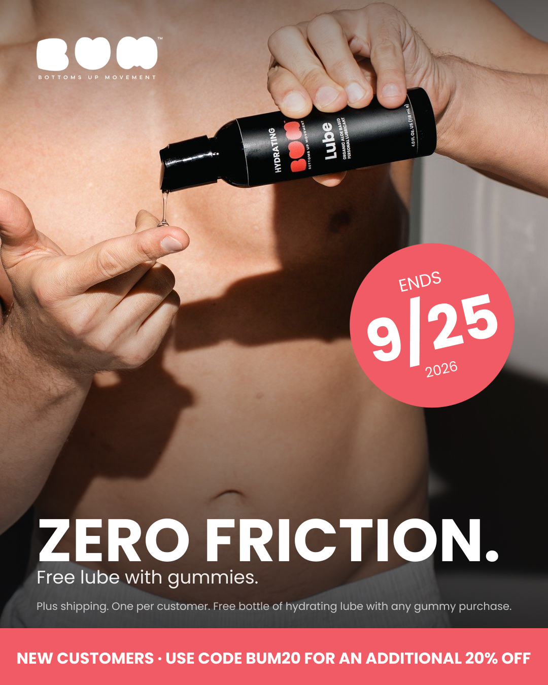Bottoms Up Movement Facebook ad: Free Lube With Any Gummy Order