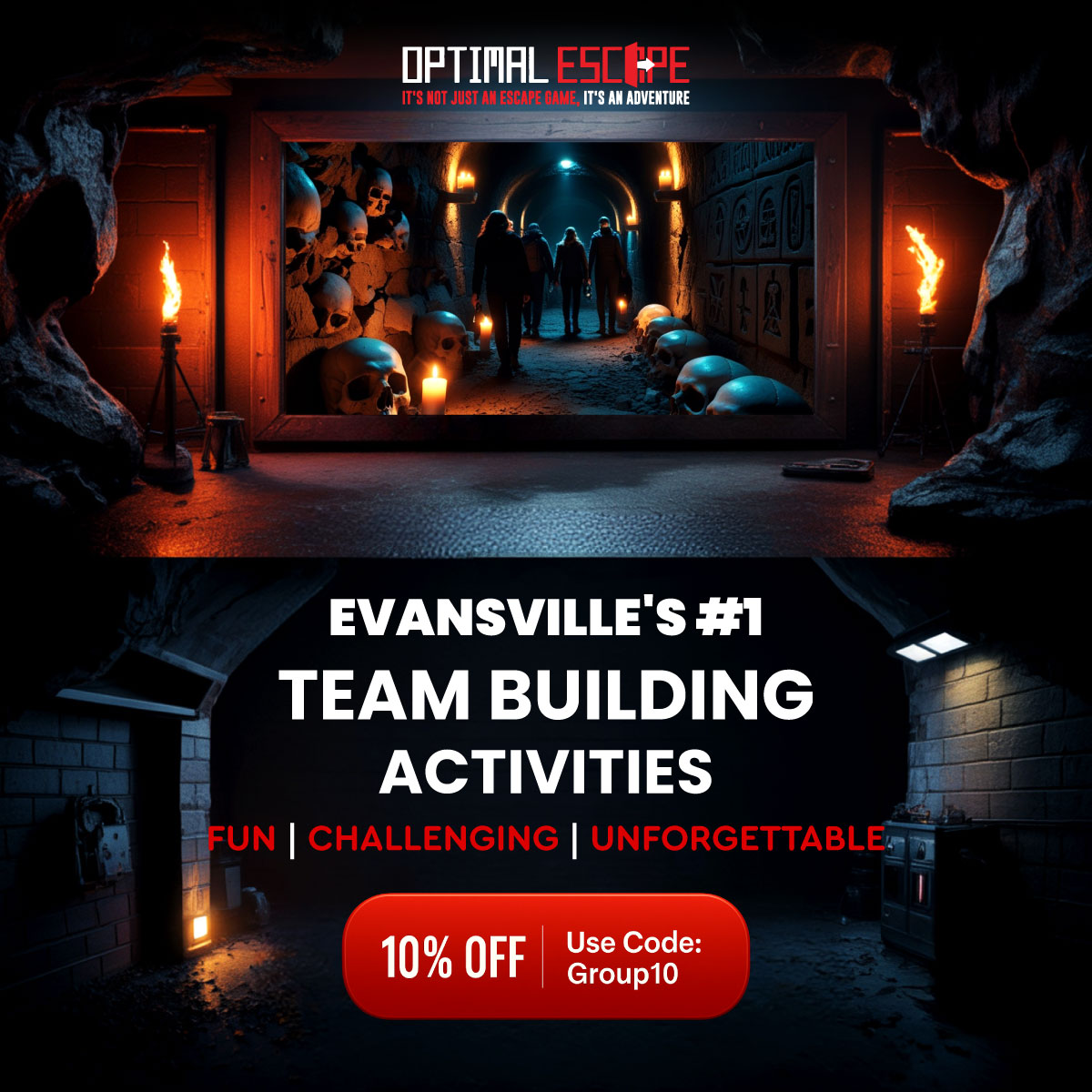 Optimal Escape Facebook ad: Need a team activity that’s simple to plan…