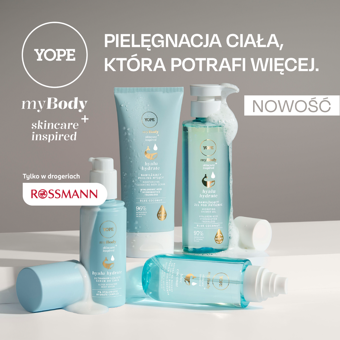 YOPE Facebook ad: Ultranawilżenie ciała z linią myBODY HYALU HYDRATE, która…