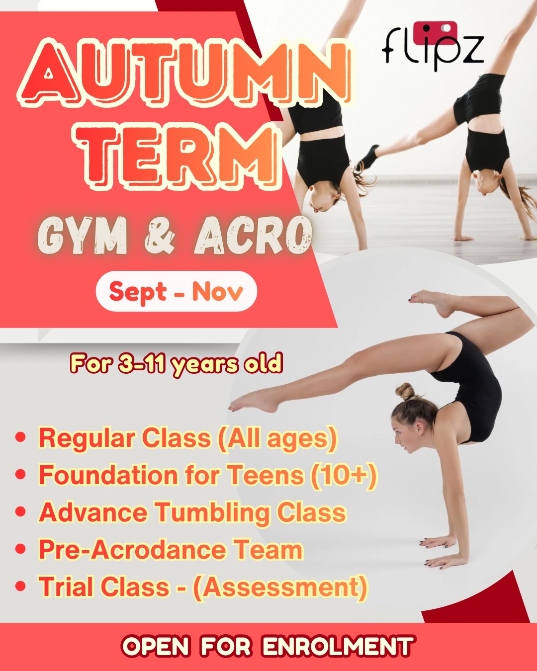 Flipz Studio Facebook ad: Autumn Term 2026 (Sept - Nov) Enrolment