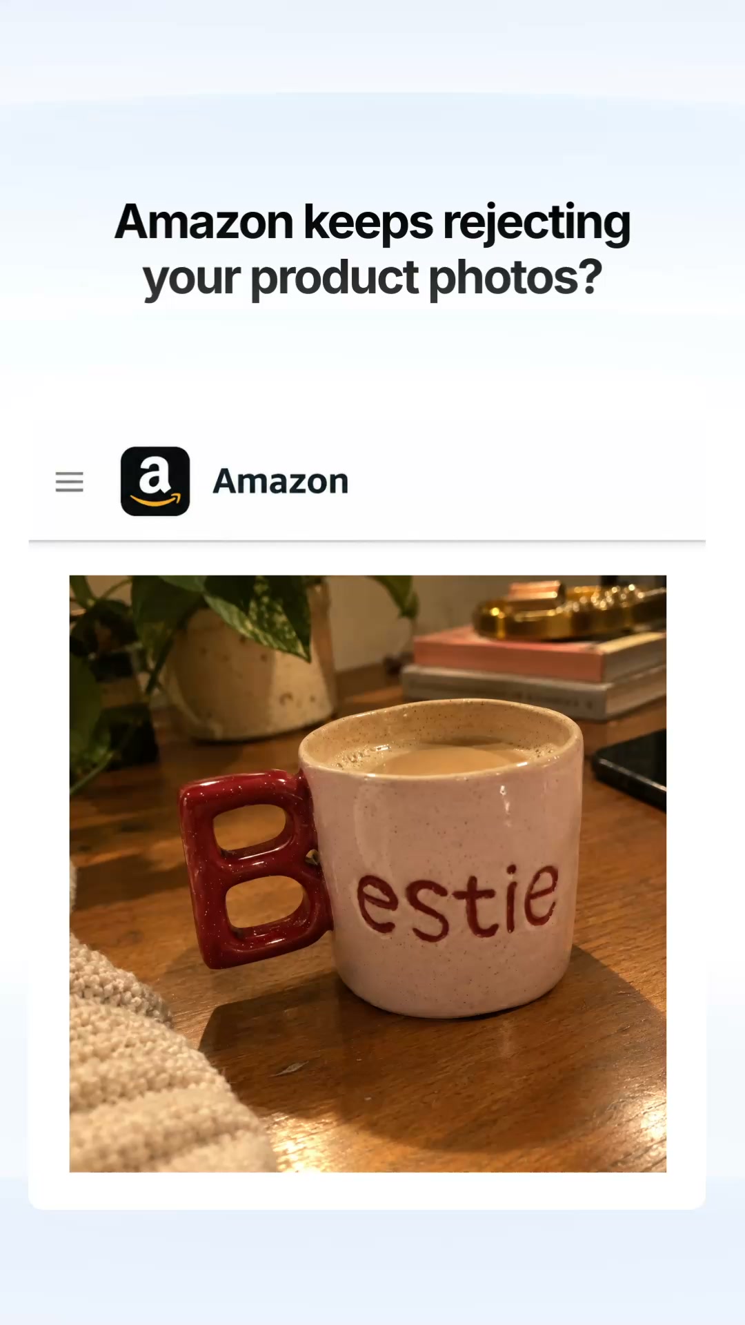 Claid.ai Facebook ad: Amazon-Ready Product Photos, Automatically