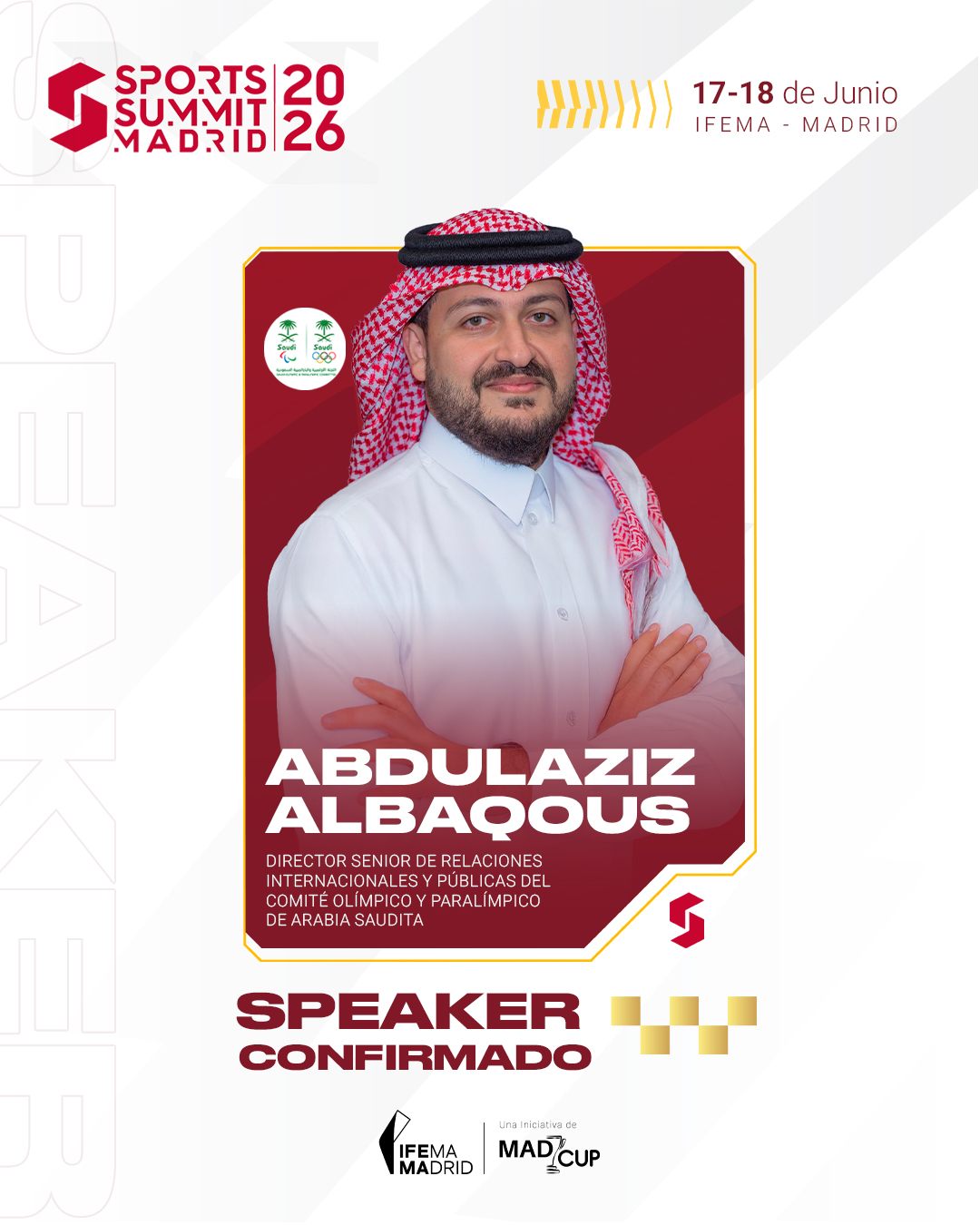 Sports Summit Madrid Facebook ad: ES ¡Abdulaziz Albaqous estará presente como speaker en…
