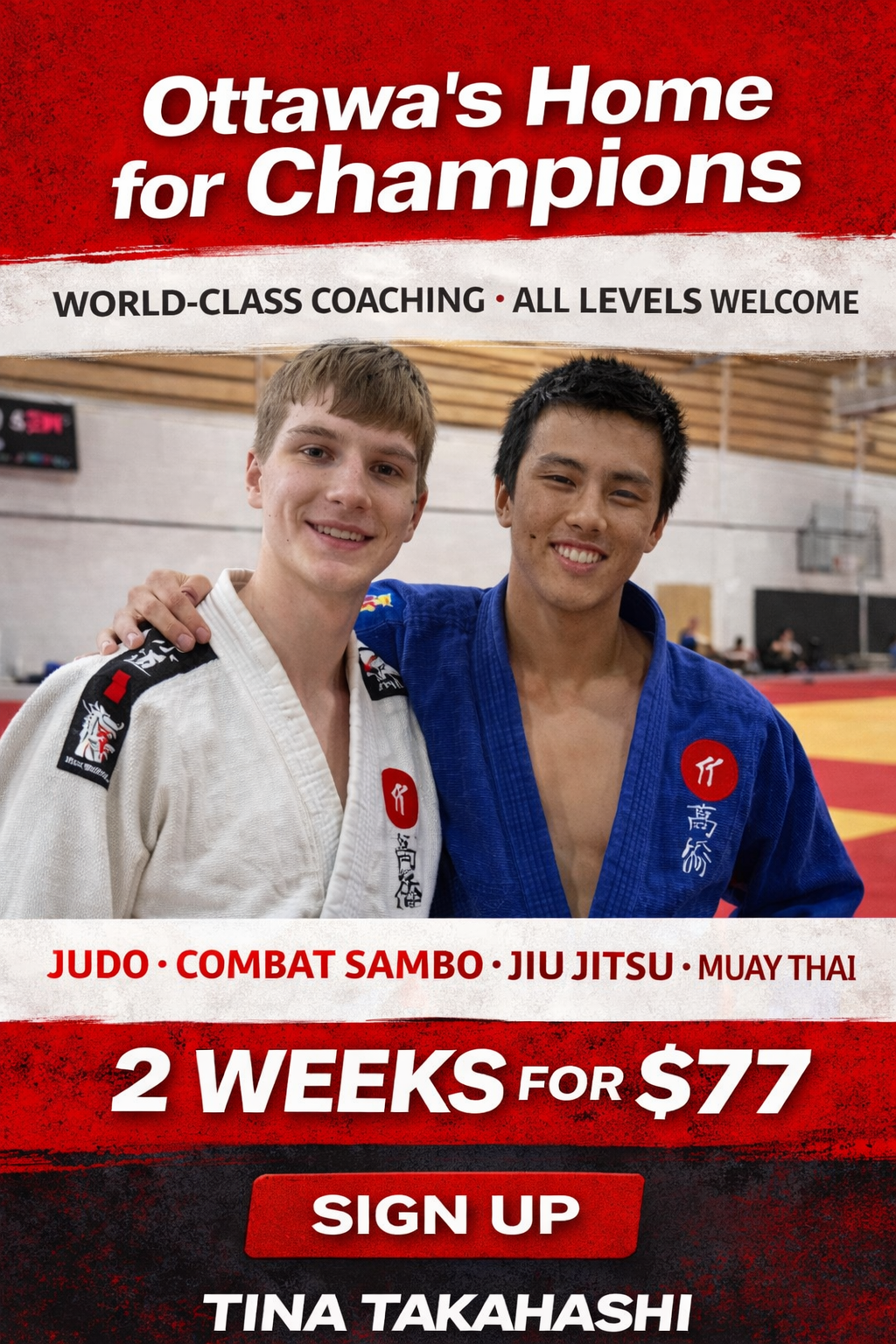 Tina Takahashi Martial Arts & Fitness Facebook ad from Apr 10, 2026
