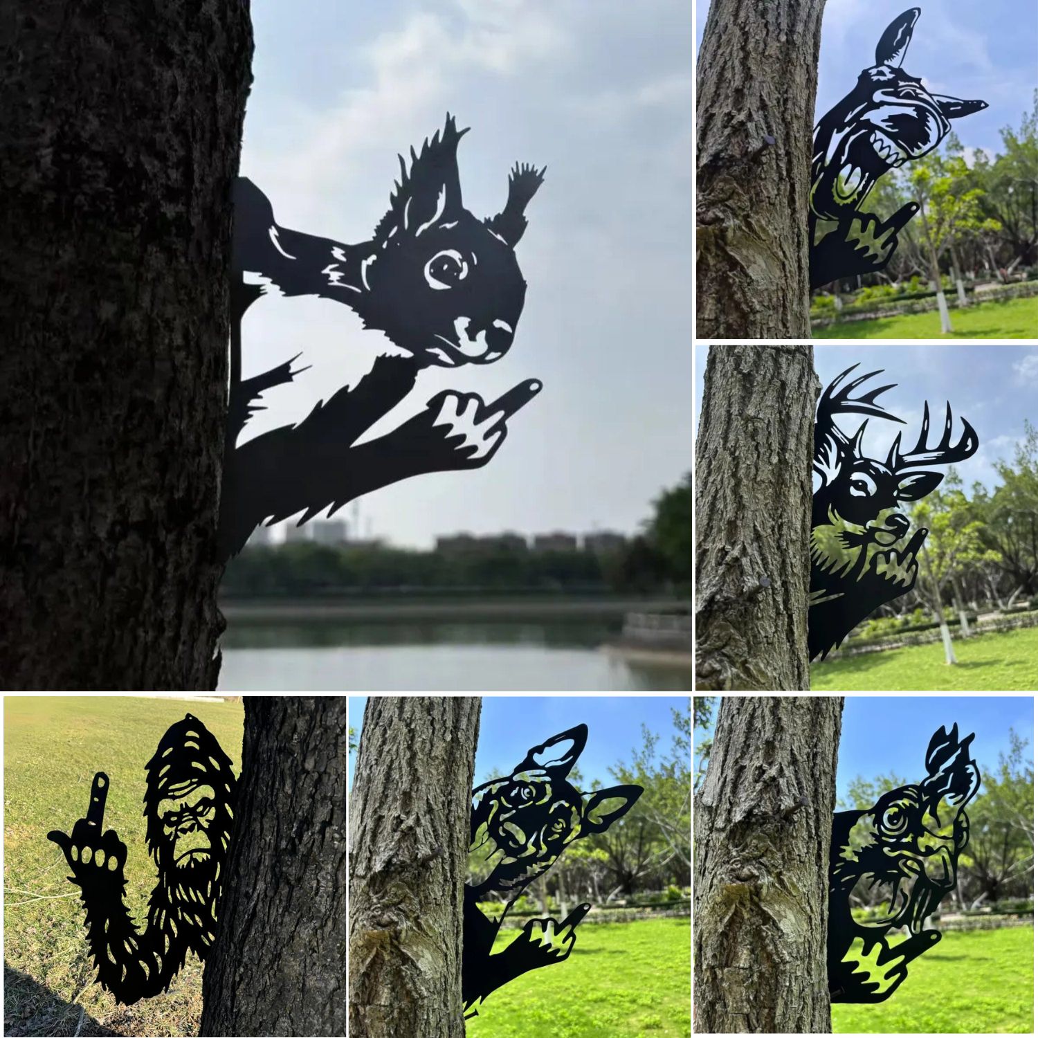 Xcellence Gifting Shop Facebook ad: Naughty Alert! Peeping Animal Metal Sign - Yard Art Decor