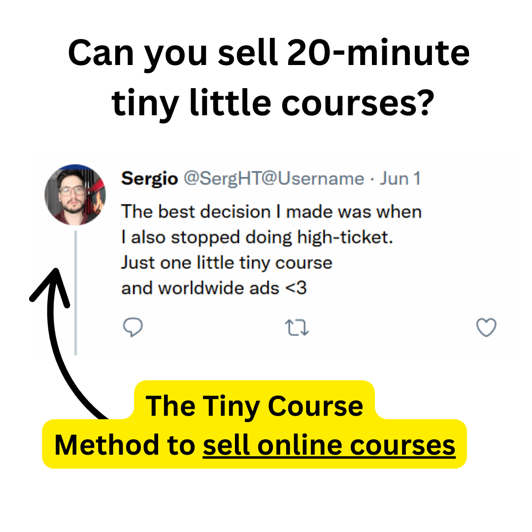 The Tiny Course Method Facebook ad