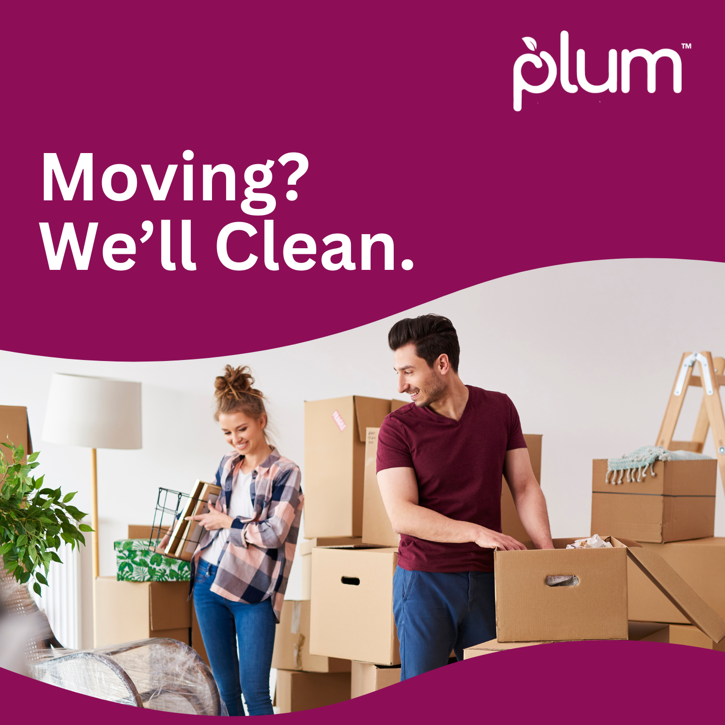 Plum Pristine Clean Facebook ad: Move-In/ Move-Out Cleaning