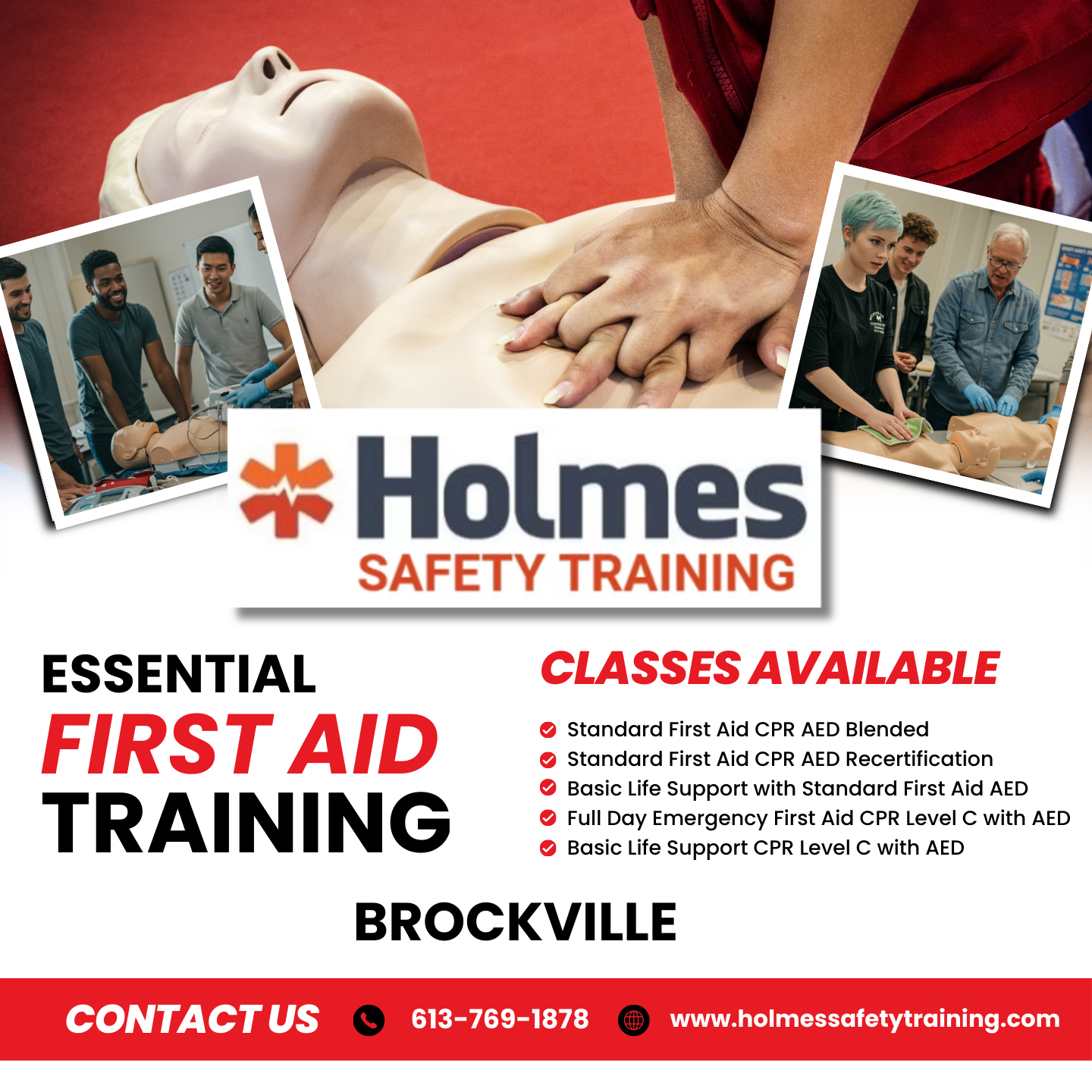 Holmes Safety Training - First Aid Facebook ad: Your Local Safety Training in Brockville