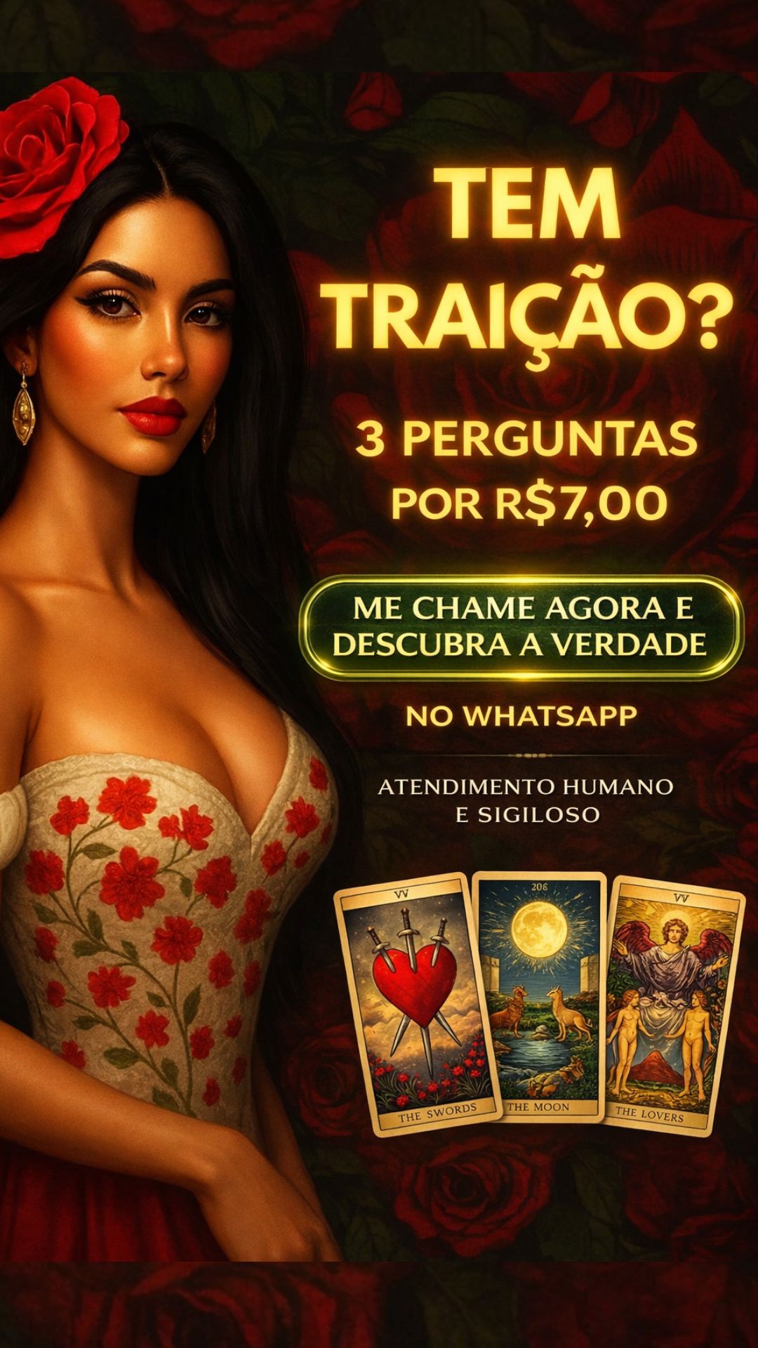 Mary Tarot Facebook ad: Me Pergunte Agora no Whatsapp