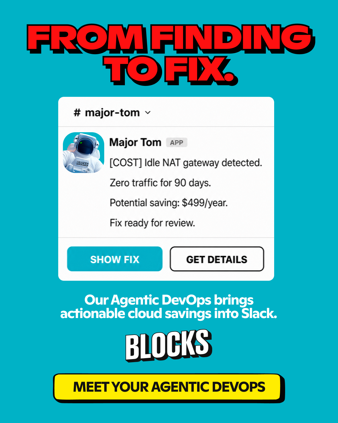 Blocks - AWS Cost Optimization Facebook ad: 20-40% of your AWS spend is wasted.