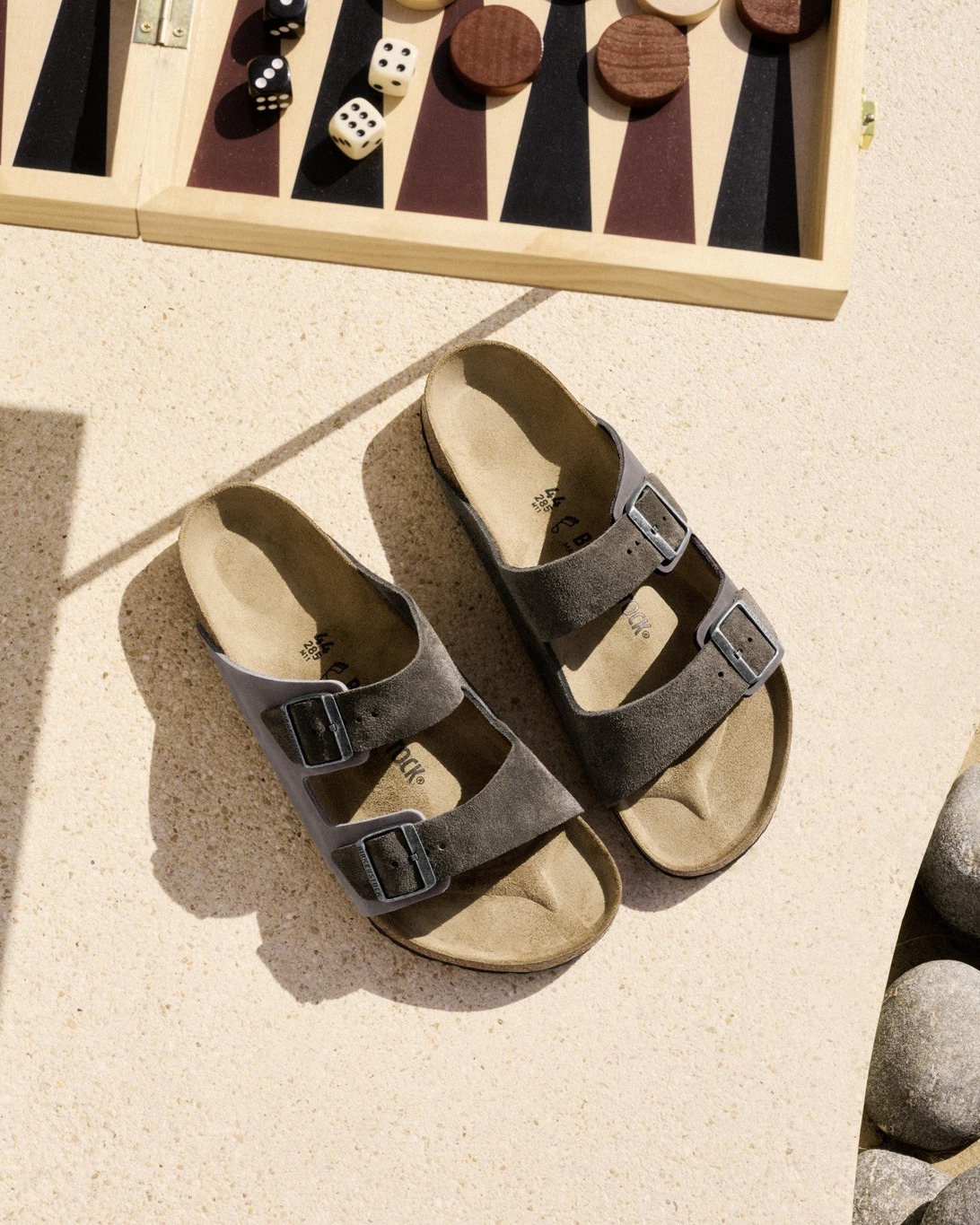 Birkenstock SriLanka Facebook ad: Textured leather in Concrete Gray gives the Arizona…