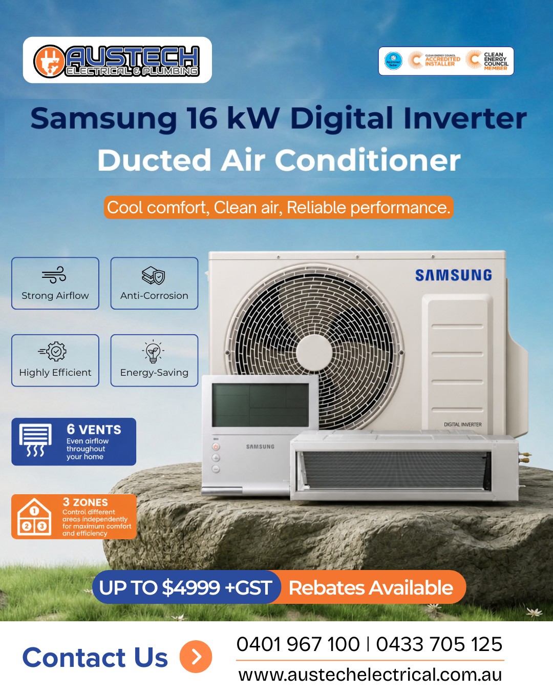 Austech Electrical & Plumbing Services Facebook ad: Don't Miss Out on Up To $4999 +GST…
