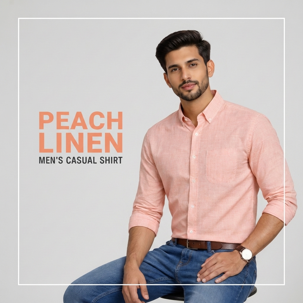 Prosperity Facebook ad: Buy Peach Soft Linen Casual Shirt for Men!