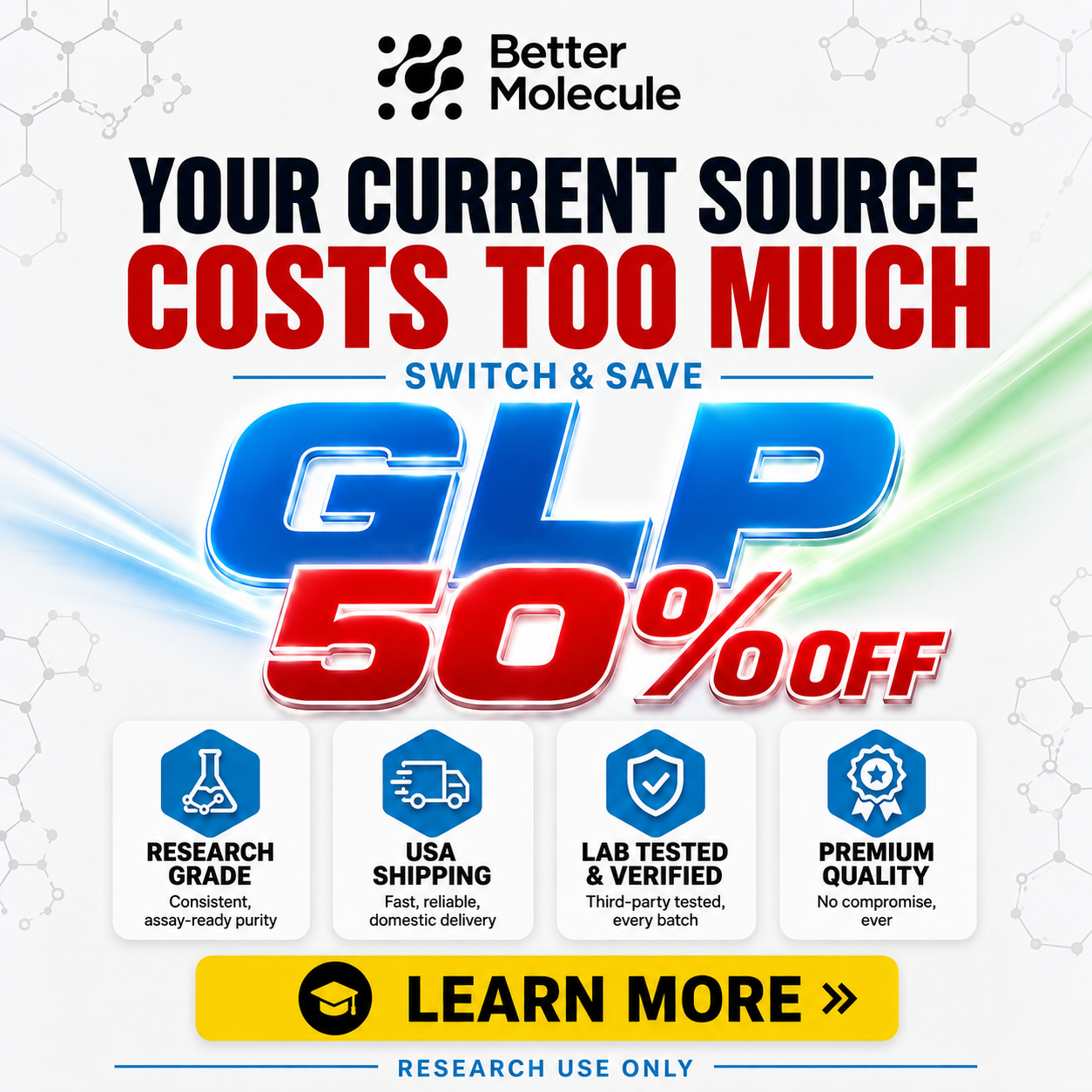 Research Compounds Facebook ad: Use code TF50