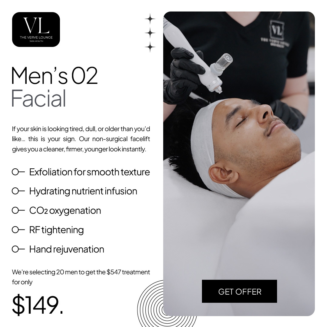 The Verve Lounge Brisbane Facebook ad: Men’s Anti Ageing Treatment Only $149 (SAVE $398) Limited…