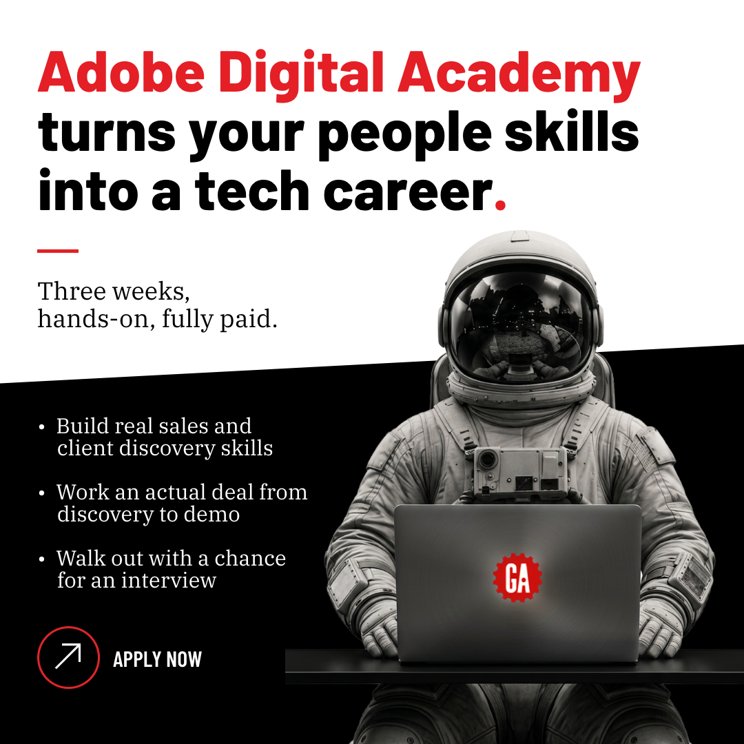 General Assembly Facebook ad: Train with Adobe. Build the Future of AI