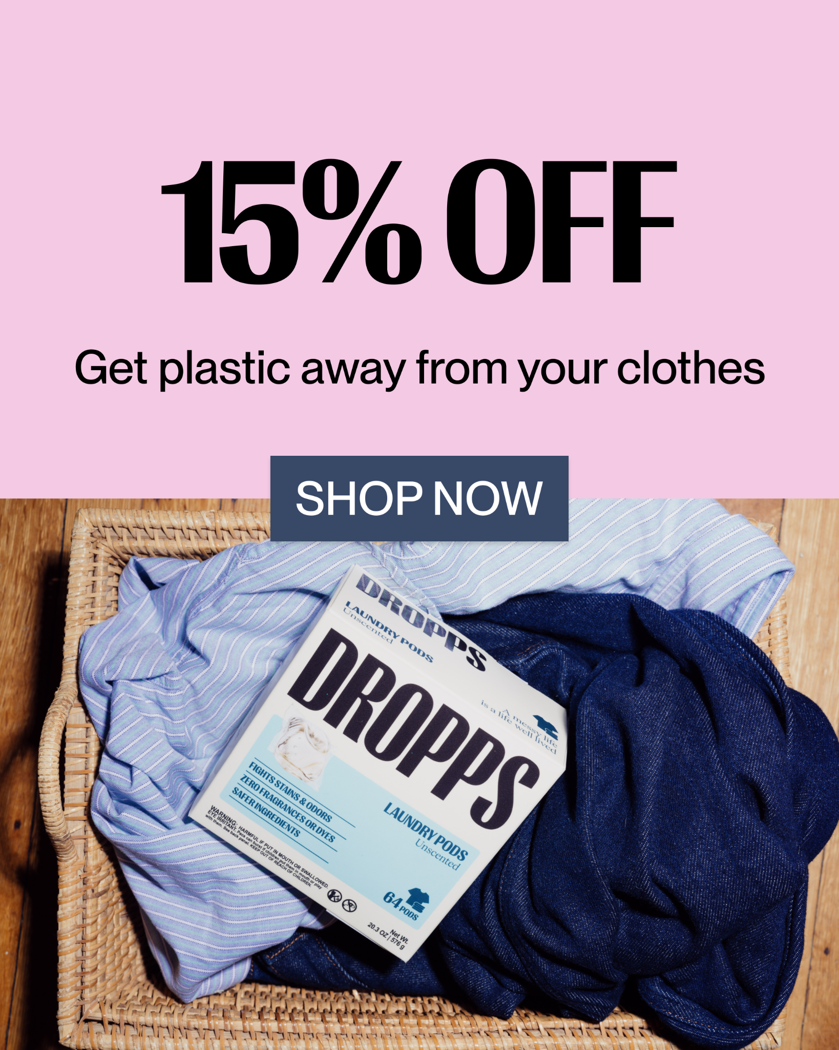 Dropps Facebook ad: 15% OFF on first order!