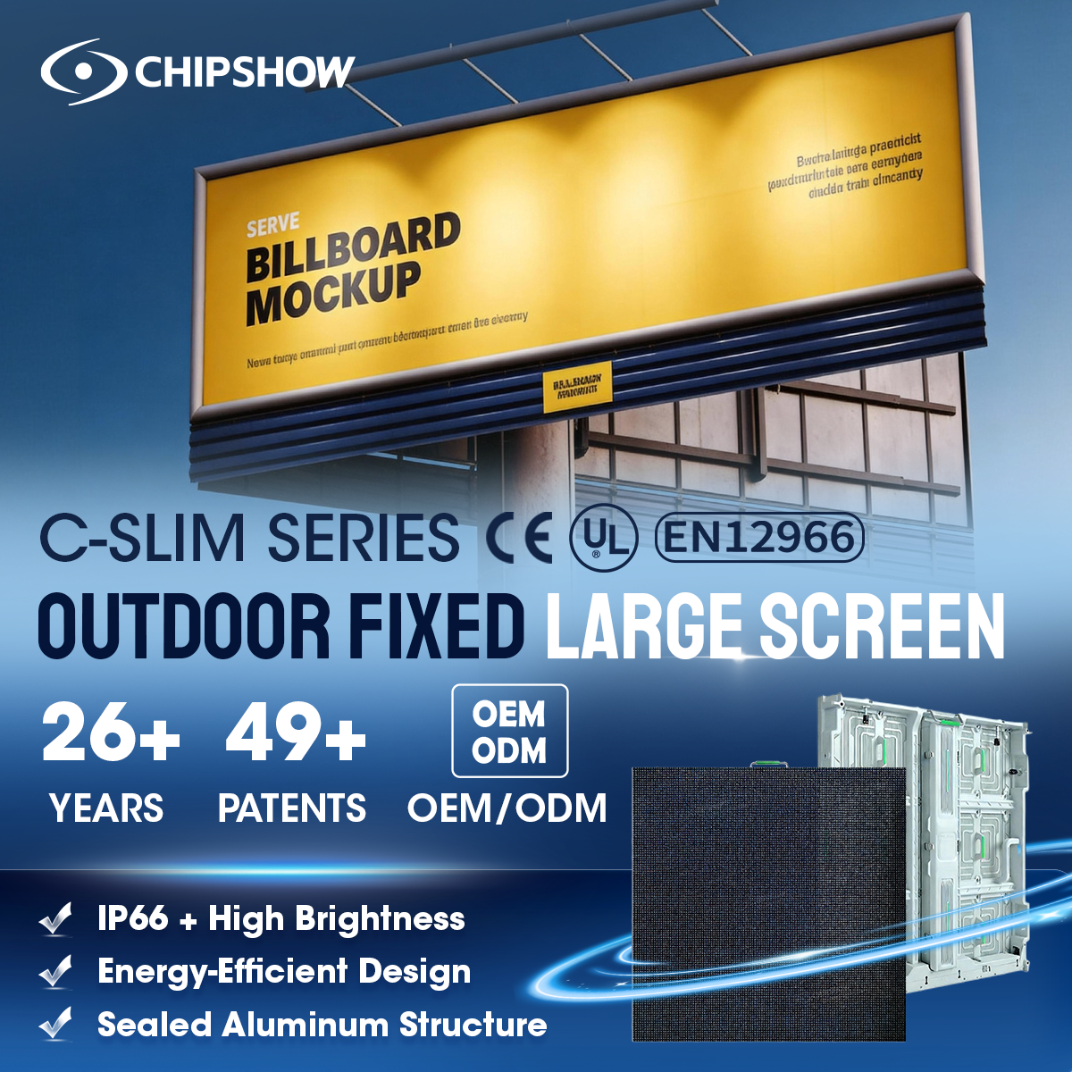 Chipshow LED Display Facebook ad: All-Weather Outdoor LED Billboards for Long-Term Use