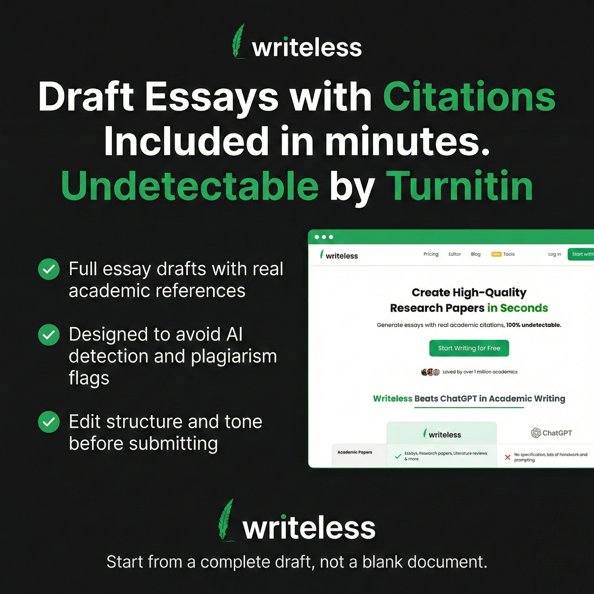 Writeless AI Facebook ad