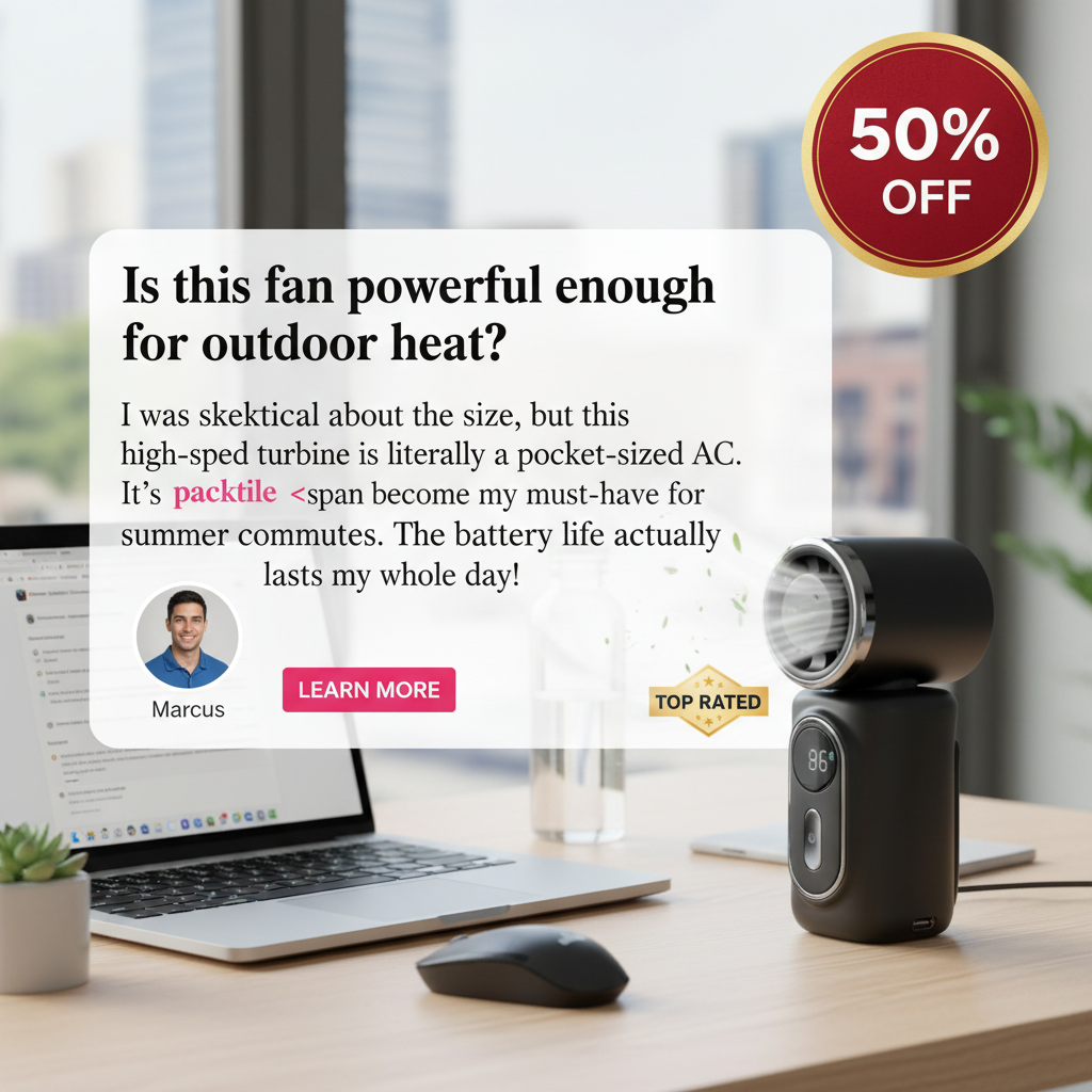 Kikishop Facebook ad: Mini Portable Clip-On Fan