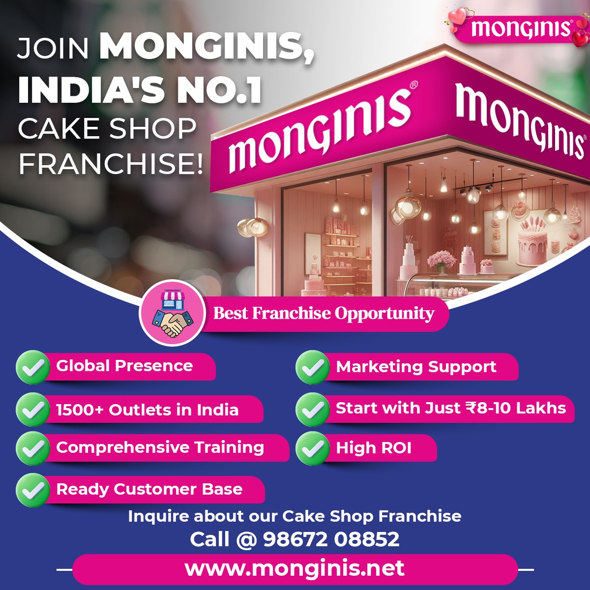 Monginis India Facebook ad: Become a part of the most prestigious Bakery Franchise