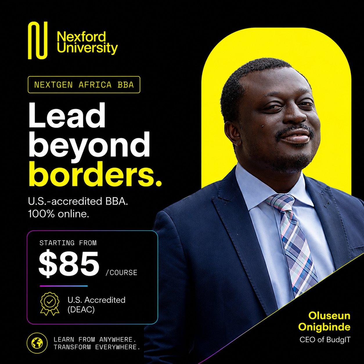 Nexford University Facebook ad