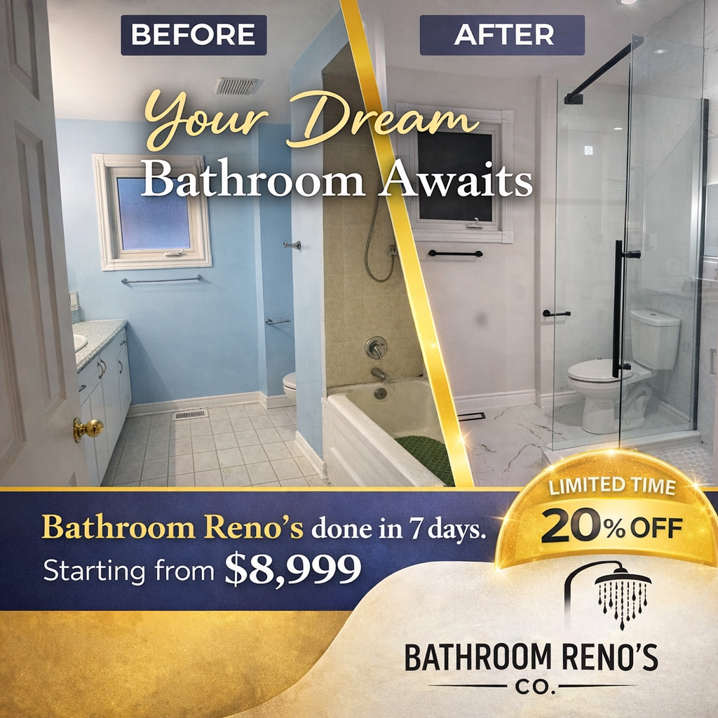 Bathroomrenosgta Facebook ad: Bathroom Renovation in 7 Days