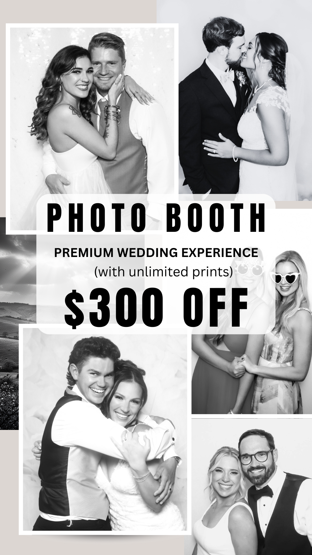 DFW Photo Booth Pros Facebook ad: $300 OFF our Premium Wedding Package