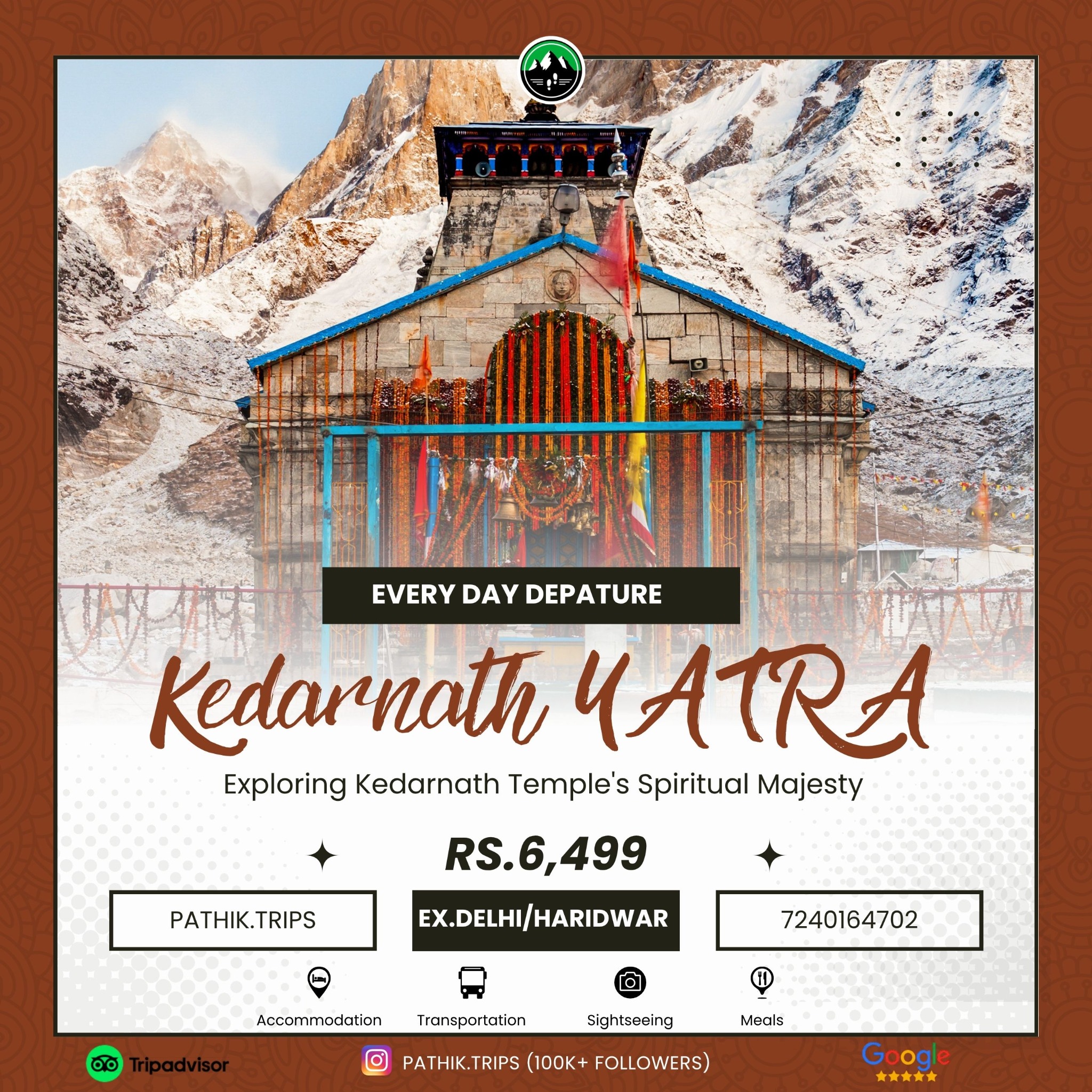 Pathik Your Own Trip Facebook ad: DHAM YATRA IN JUST 6,499/-