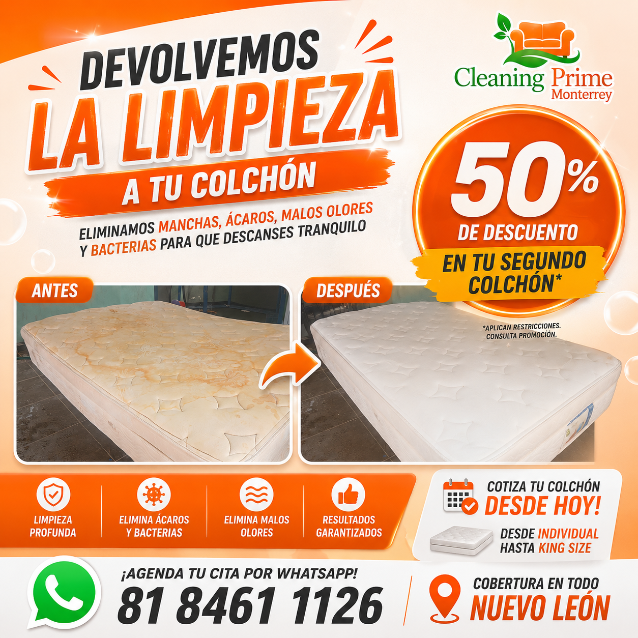 Cleaning Prime Monterrey Facebook ad: Sala Nueva
