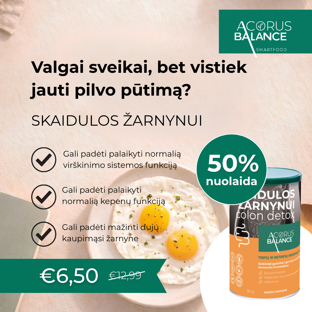 Acorus Balance LT Facebook ad: Skaidulos žarnynui su 50% nuolaida