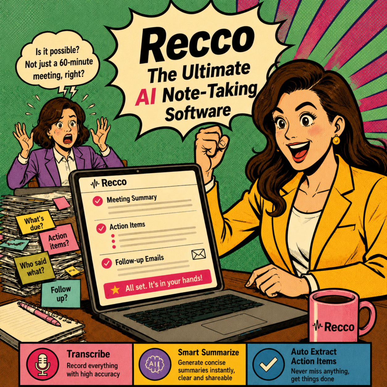 Recco: AI Note Taker Facebook ad