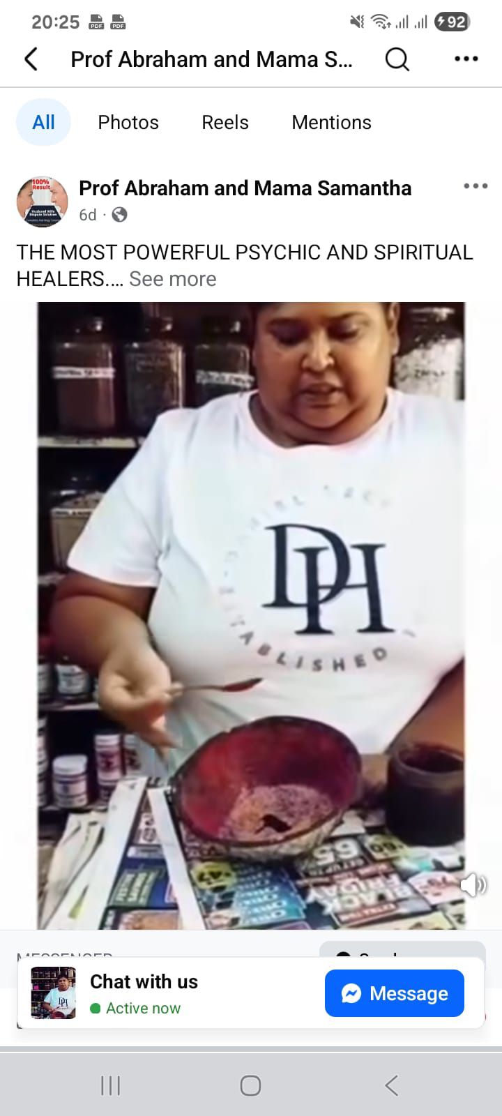 Prof Abraham and Mama Samantha  Facebook ad