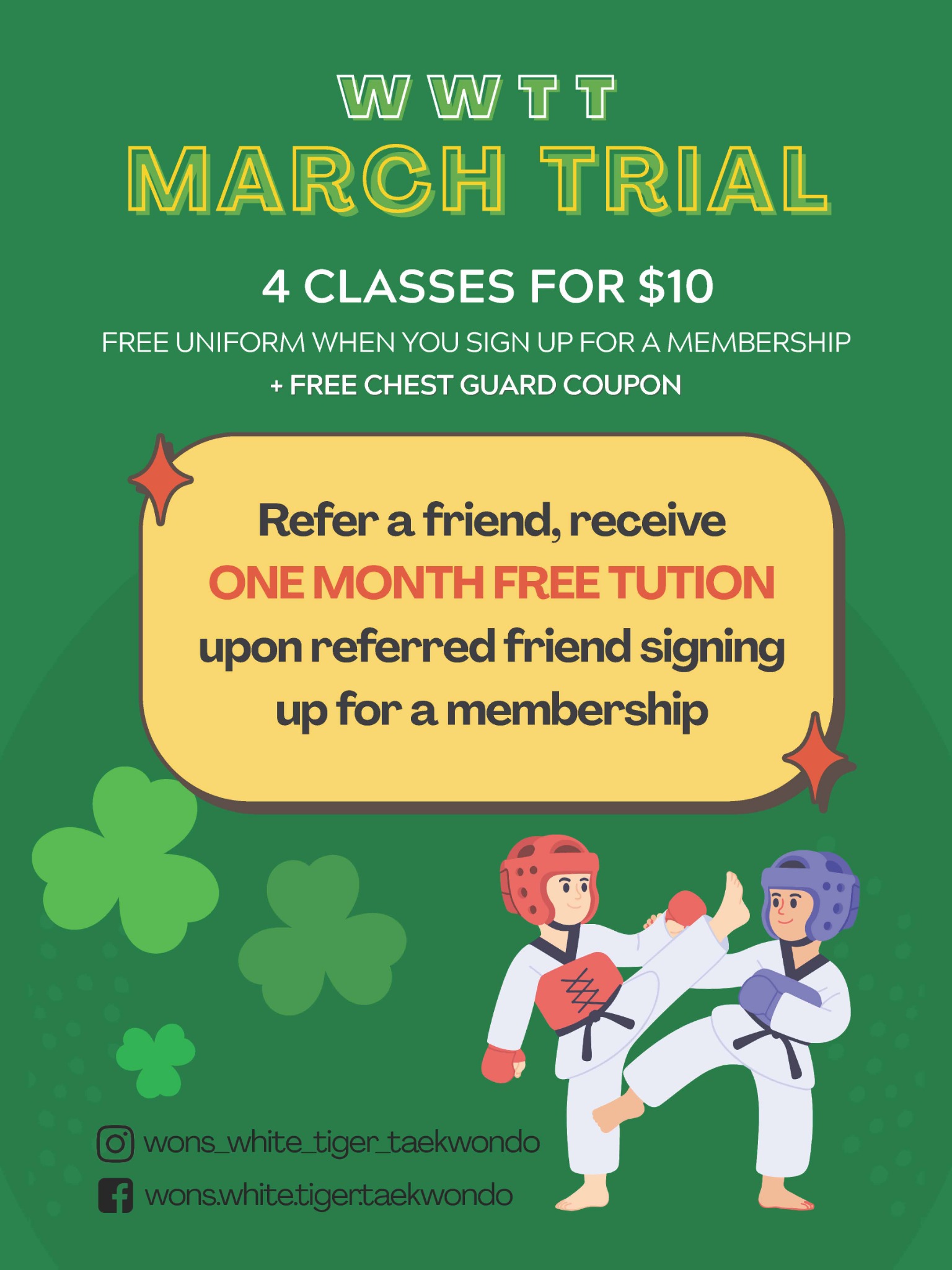 Won's White Tiger Taekwondo Facebook ad