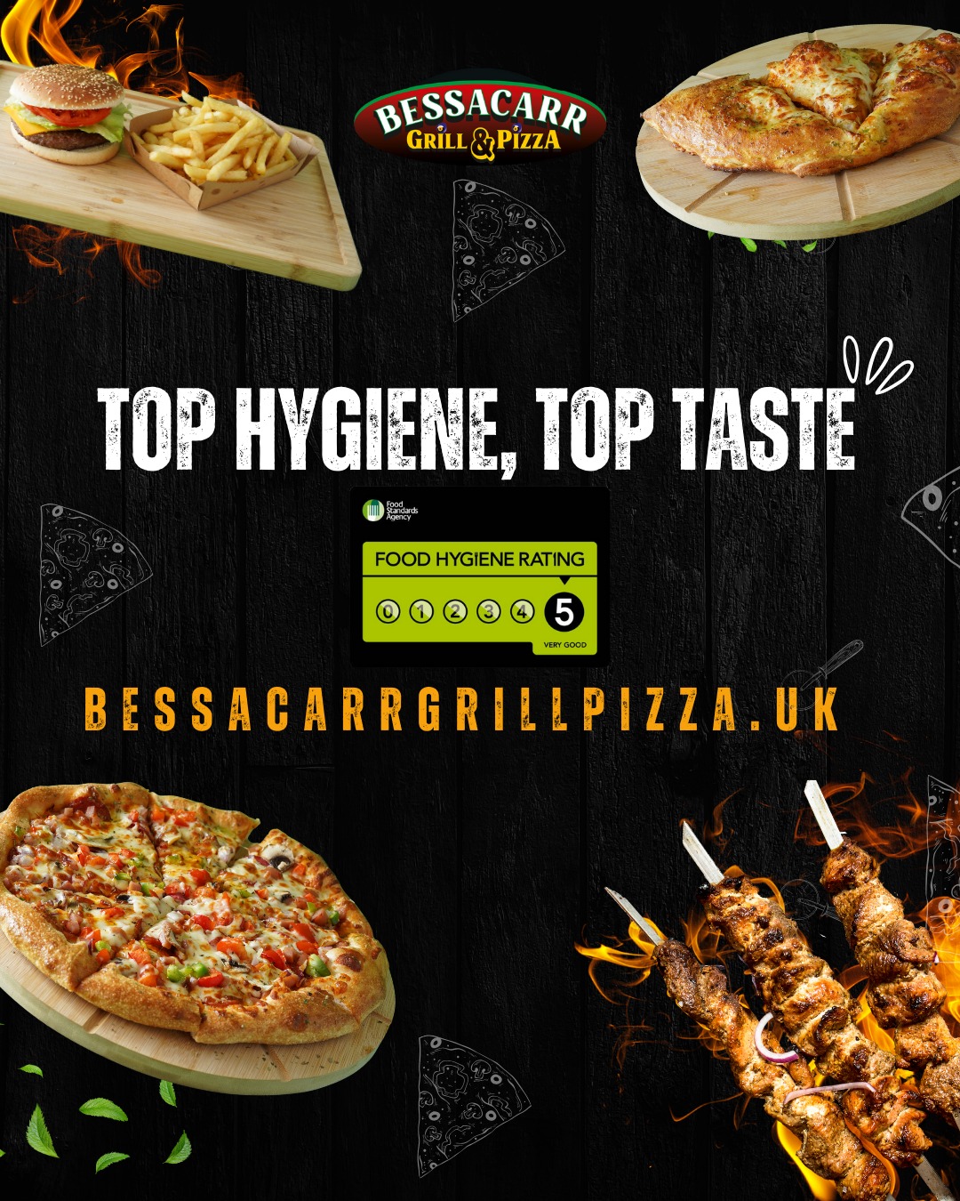 Bessacarr Grill & Pizza Facebook ad: Bessecarr Grill | 15% Off First Order + Get 5% Points!