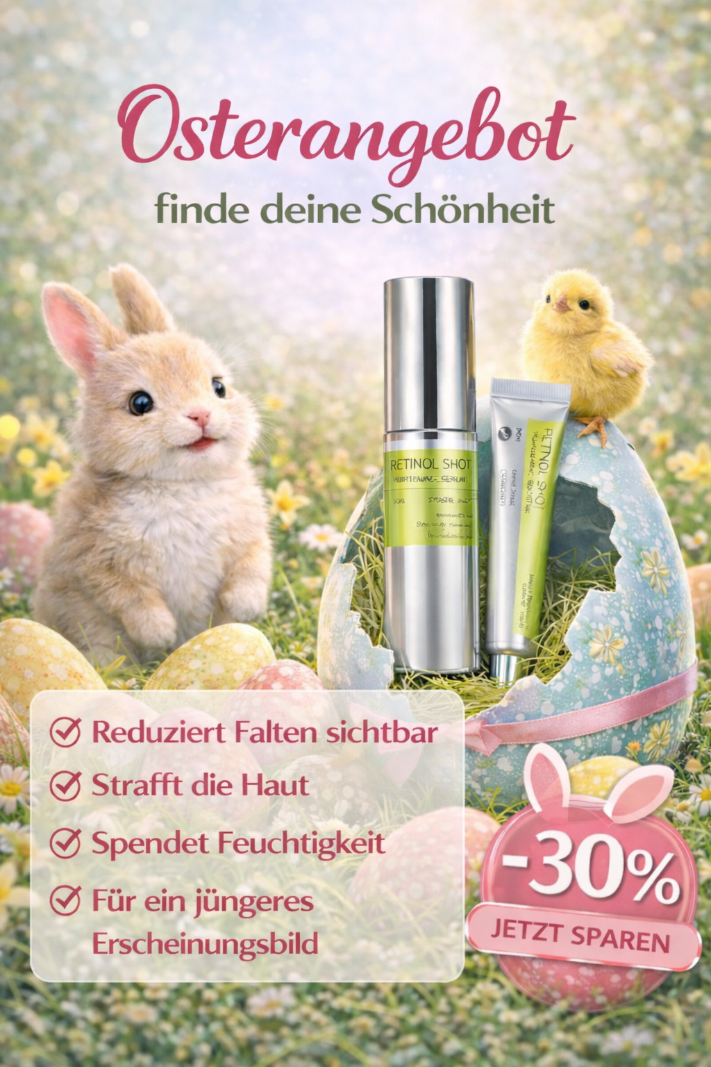 OriaelBeauty Facebook ad: Anti-Aging Straffung-Set (Serum + Booster)
