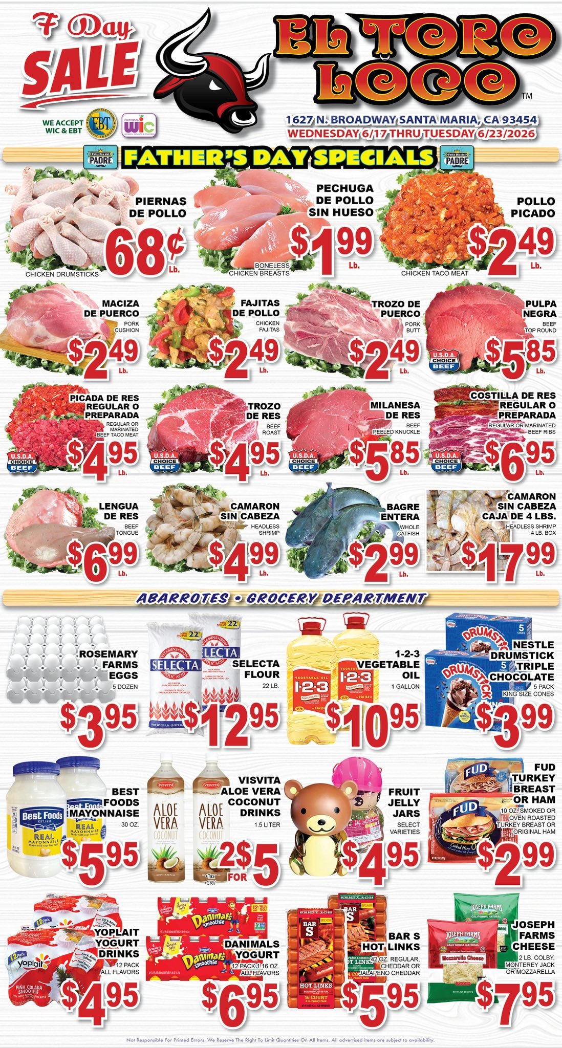 Toro Loco Santa Maria - N. Broadway Facebook ad: EL TORO LOCO SANTA MARIA, 7 DAY SALE!