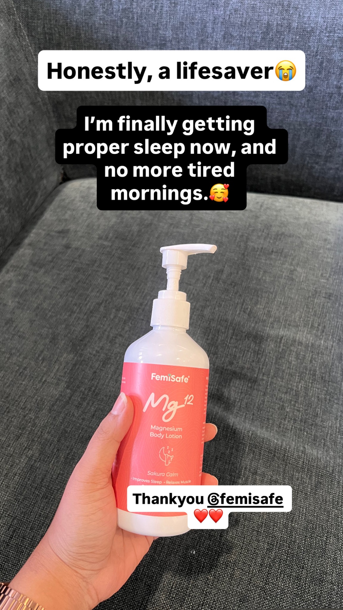 femisafe.in Facebook ad: Magnesium Body Lotion - Sleep, Relax & Hydrate