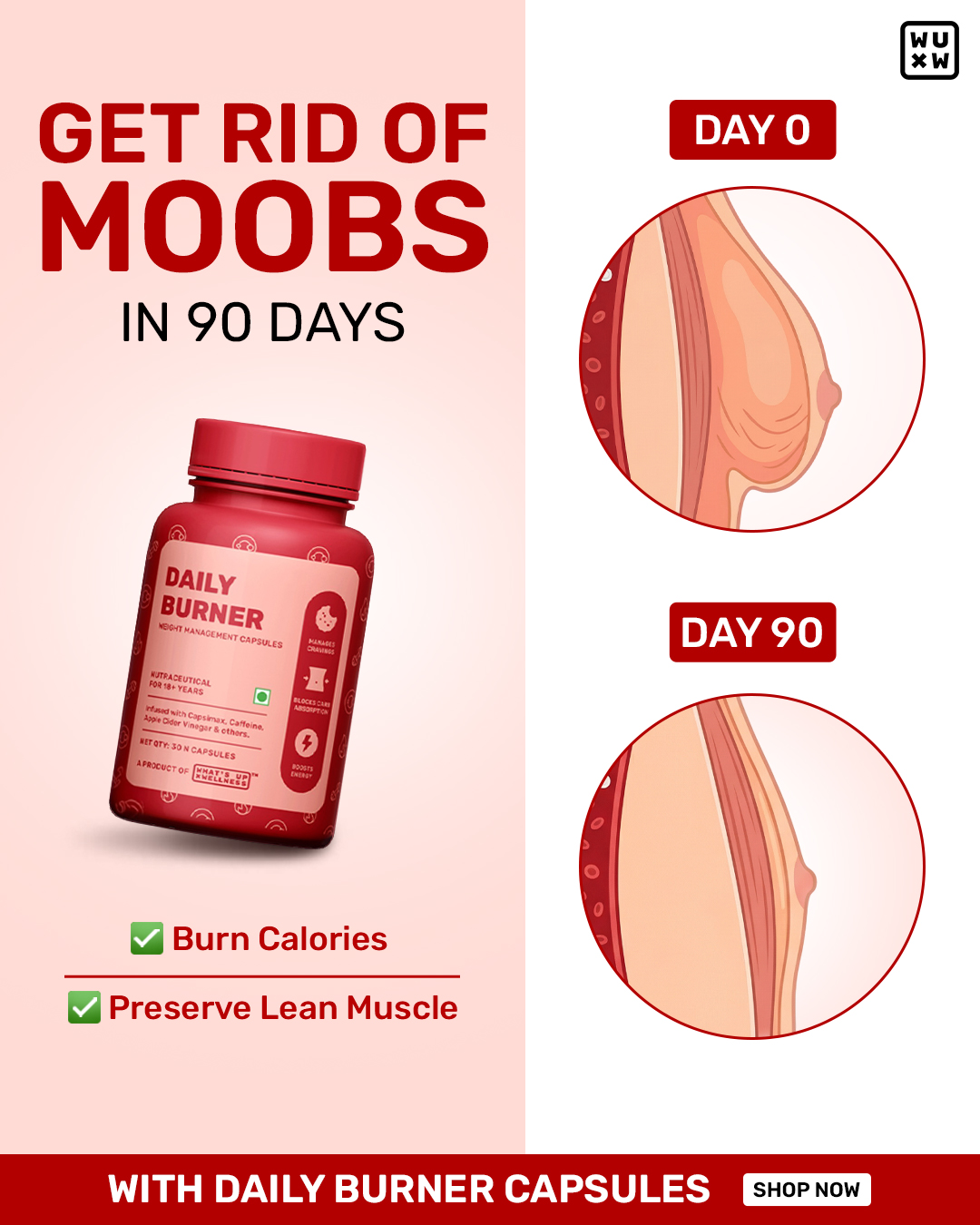 Daily Burner by What's Up Wellness Facebook ad: Flat Rs. 100/- OFF + Extra 5% OFF On Prepaid | Code: WHATSUP