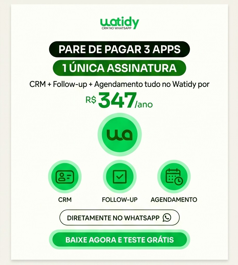 WaTidy CRM Facebook ad: Teste Grátis