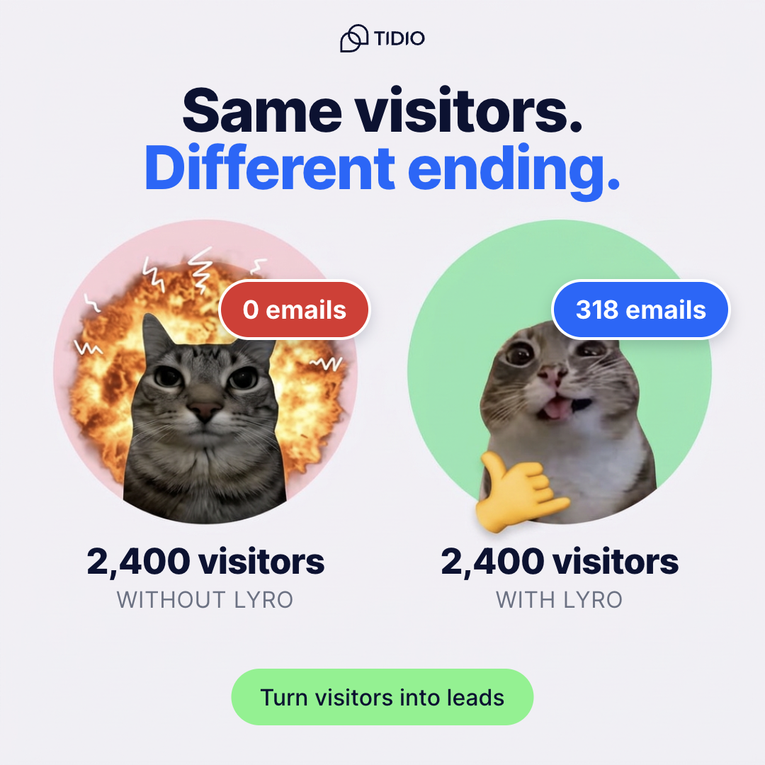 Tidio Facebook ad: More Leads From Your Existing Traffic