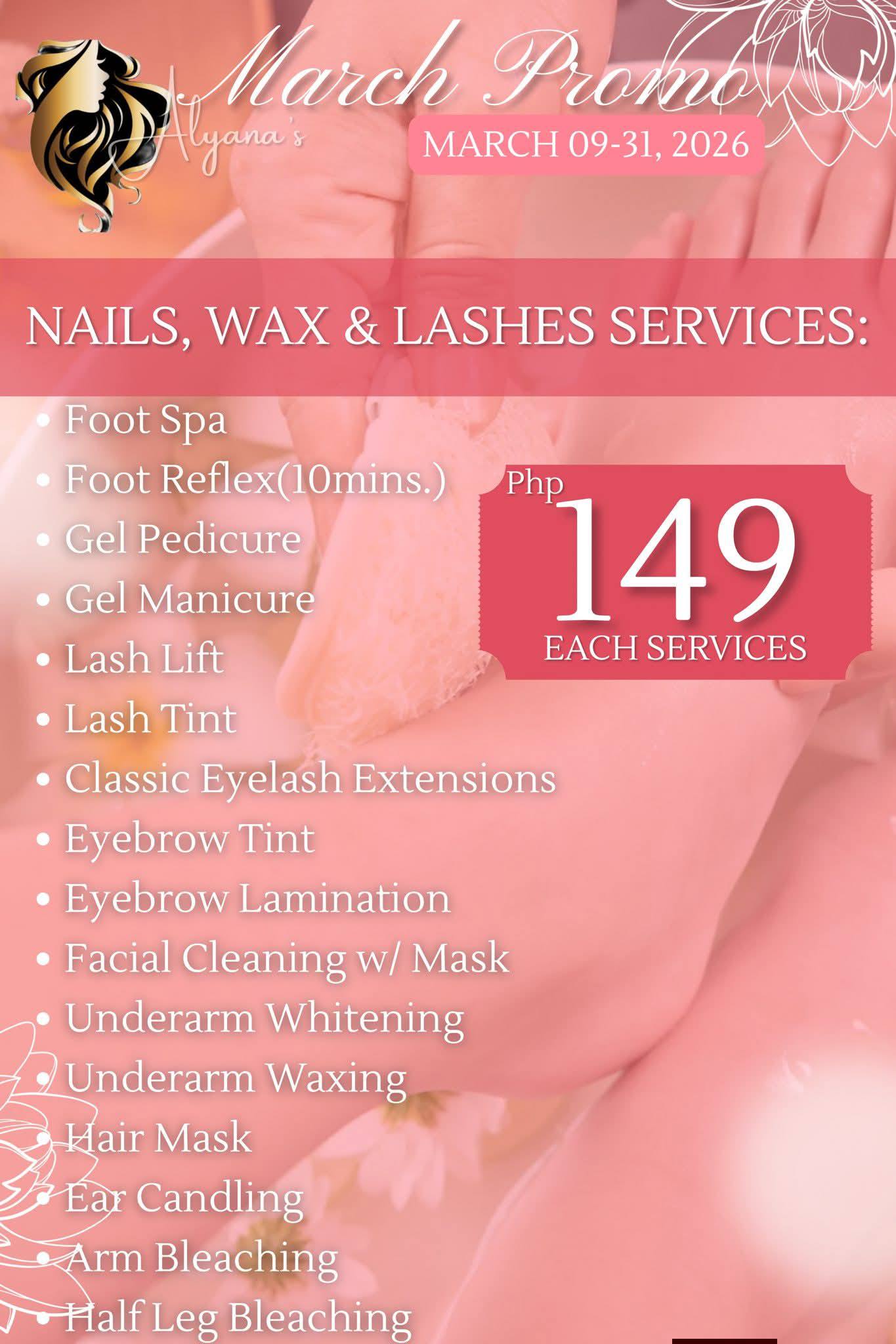 Alyana’s Shantina Bouture Salon and Spa Facebook ad: MARCH PROMO