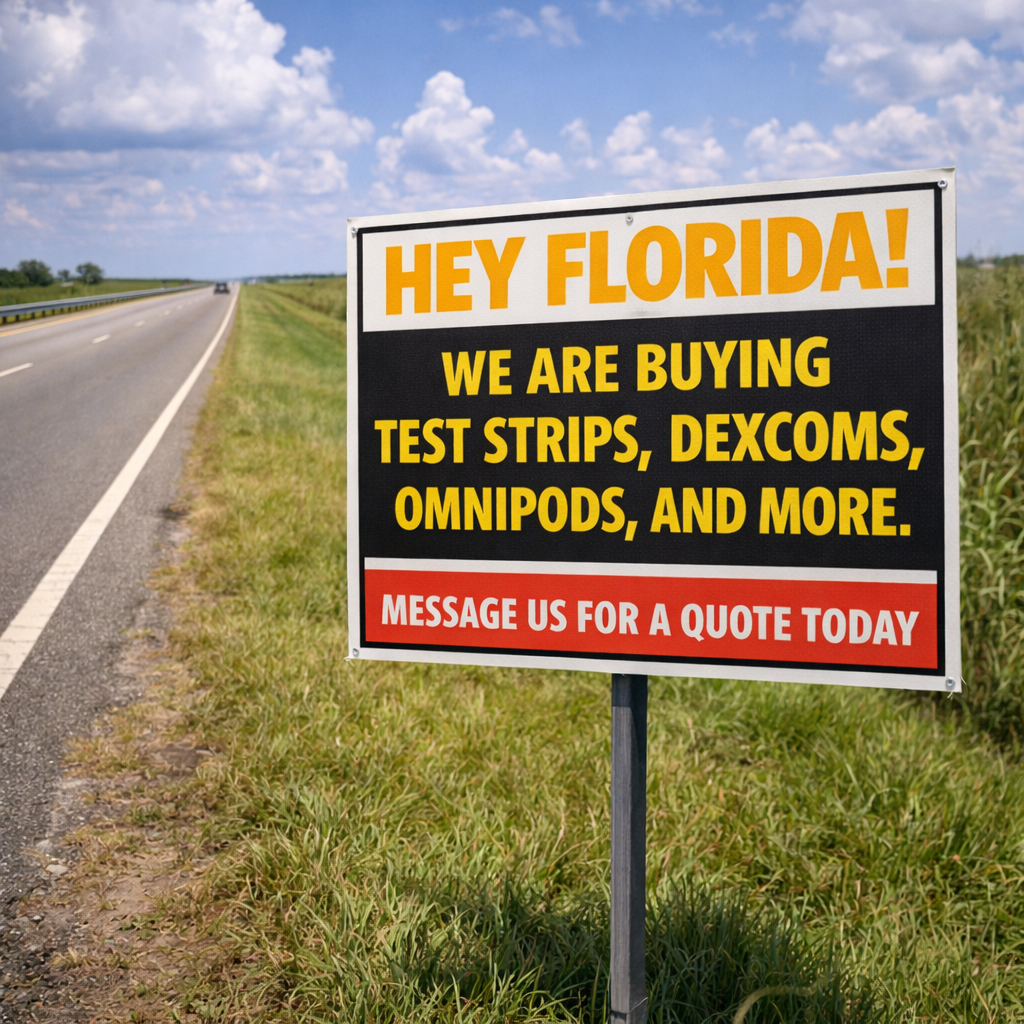 Florida Strip Buyers Facebook ad: Sell Your Diabetic Supplies Today!