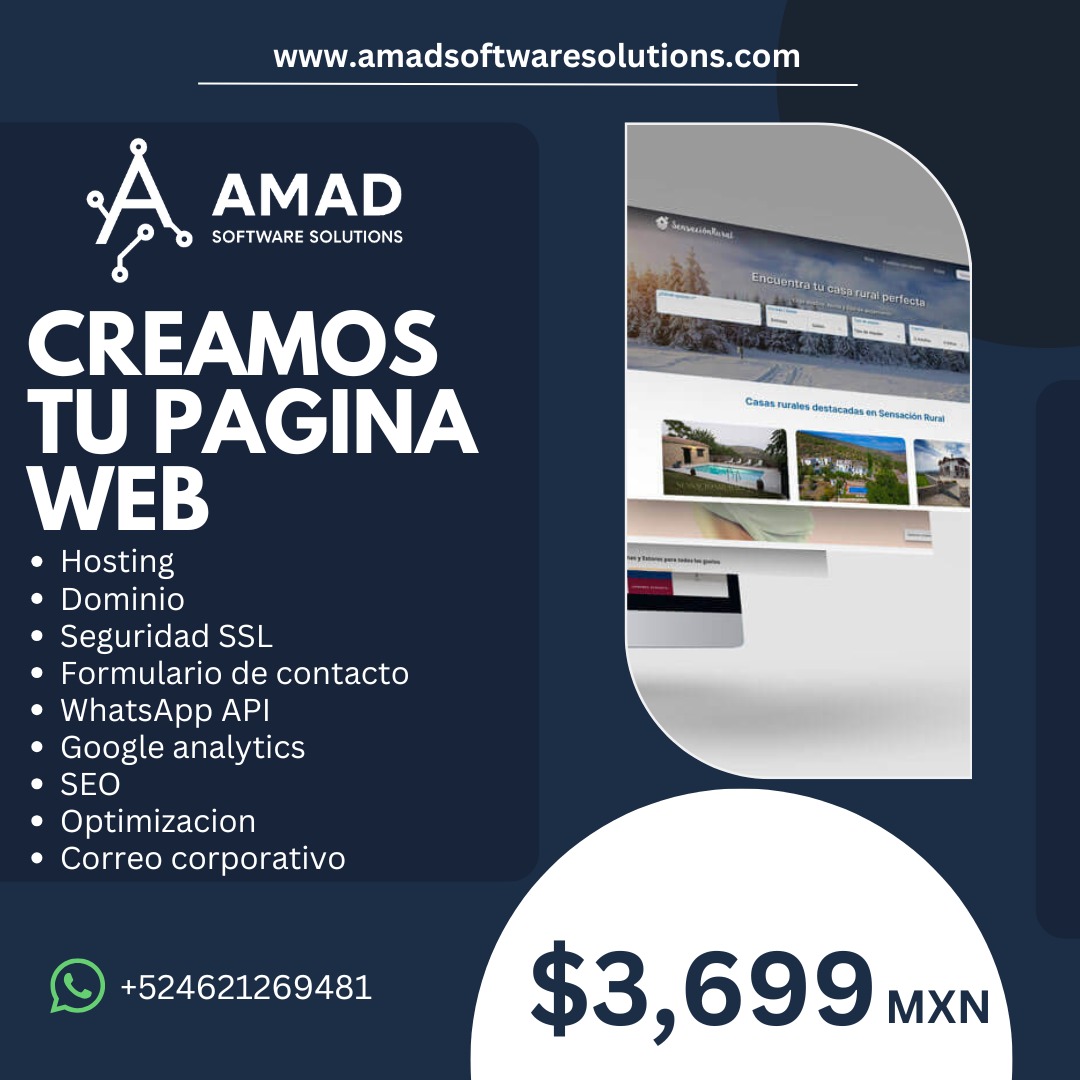 AMAD Software Solutions Facebook ad: Cotiza tu página web hoy