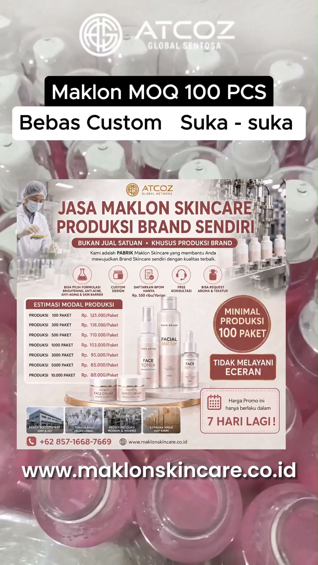 Maklon Skincare Facebook ad: Yuk, visit langsung dan ceritakan konsep produk kosmetika…