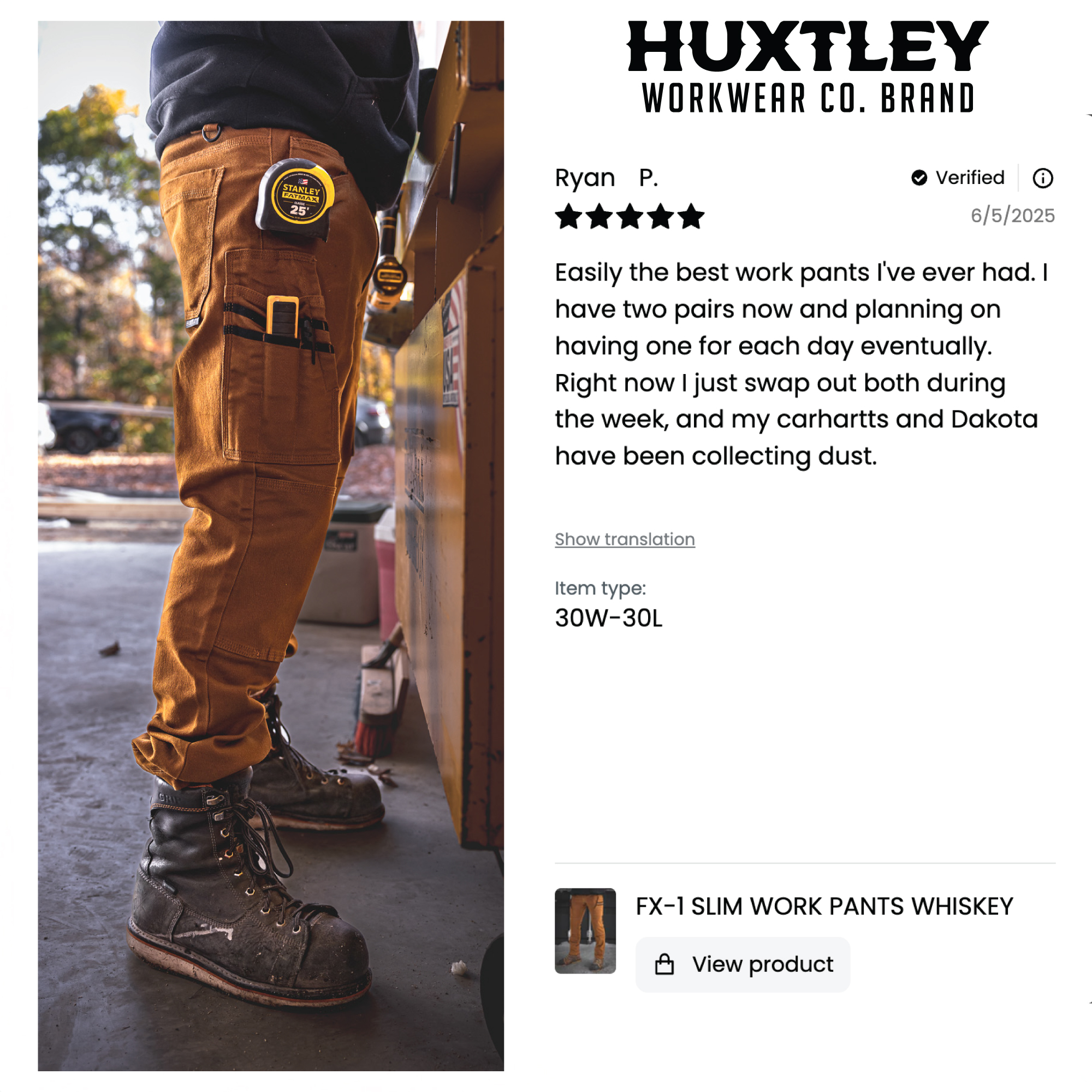 Huxtley Workwear Co. Facebook ad