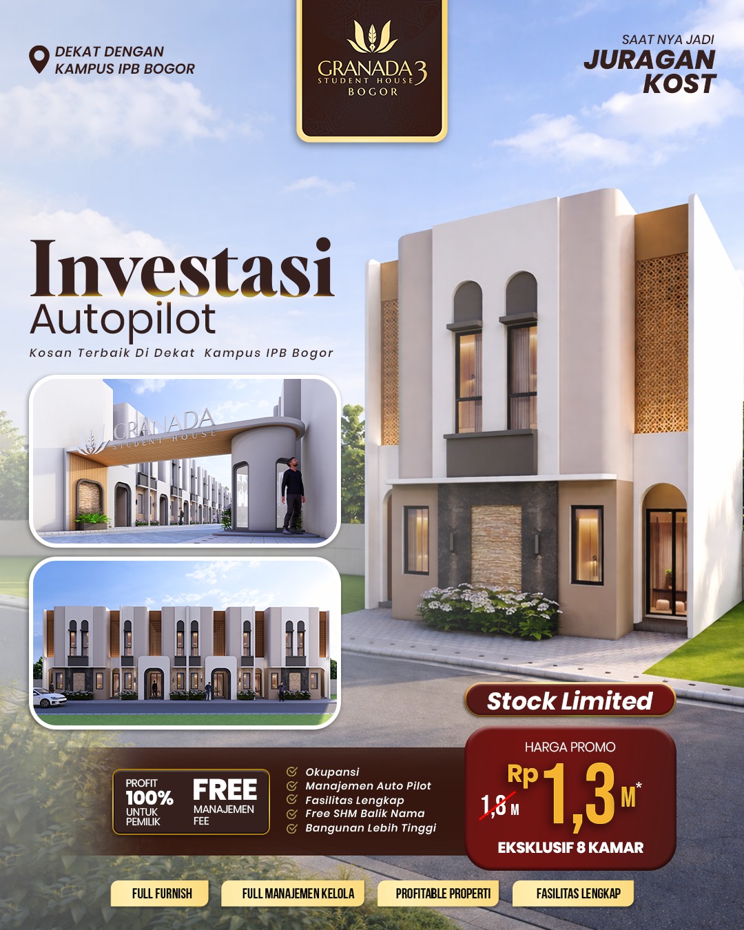Granada Student House 3 IPB - Islamic Modern Living Facebook ad: Peluang Investasi Kost Strategis Tanpa Riba