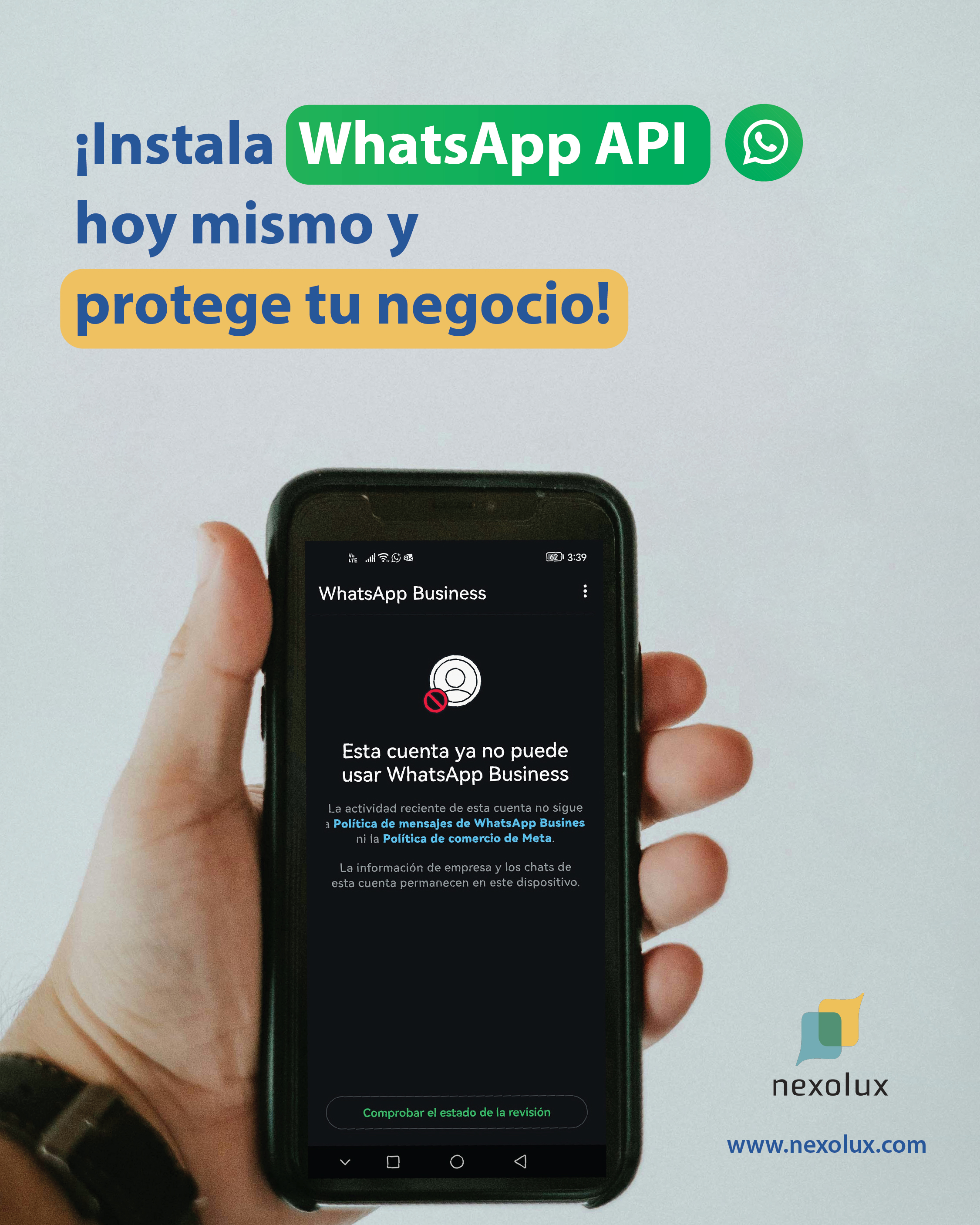 Nexolux Latam Facebook ad: QUIERO WHATSAPP API