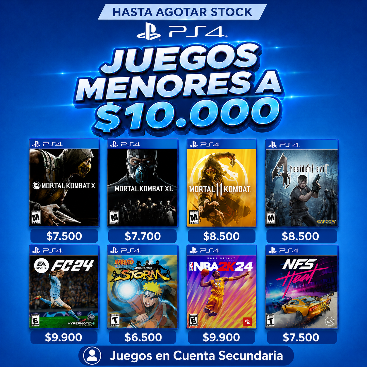 Proshopgames Facebook ad: OFERTA JUEGOS DESDE $10.000